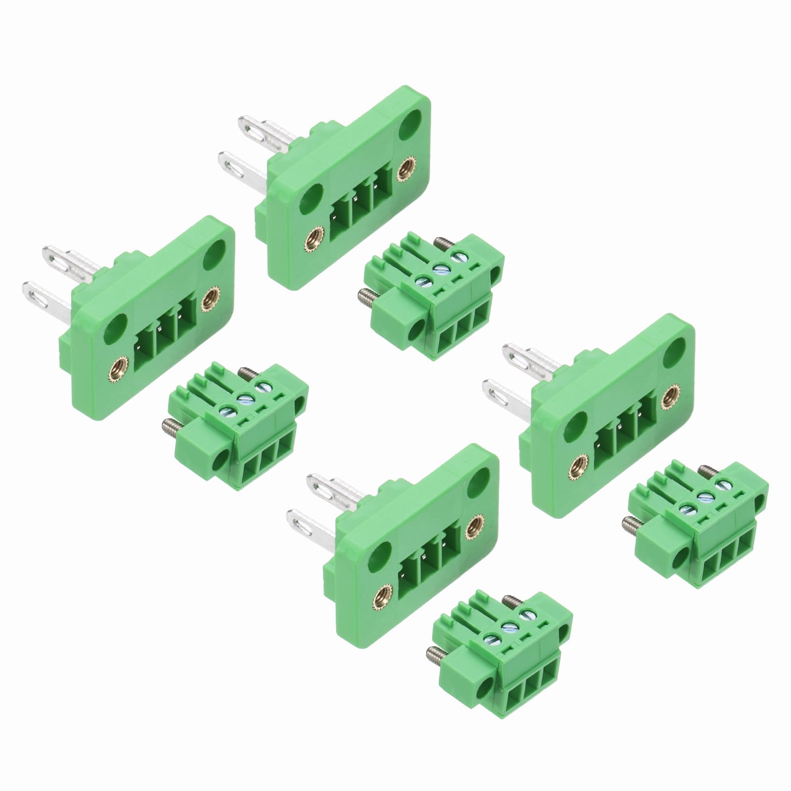 sourcing map 4 Set 3-Pin 3.81mm Pitch Pluggable Screw Terminal Block Connectors, PA66 300V 8A Through-Wall PCB Terminal Connectors for DIY Electronics Automation Power Modules, 28-16AWG Cable