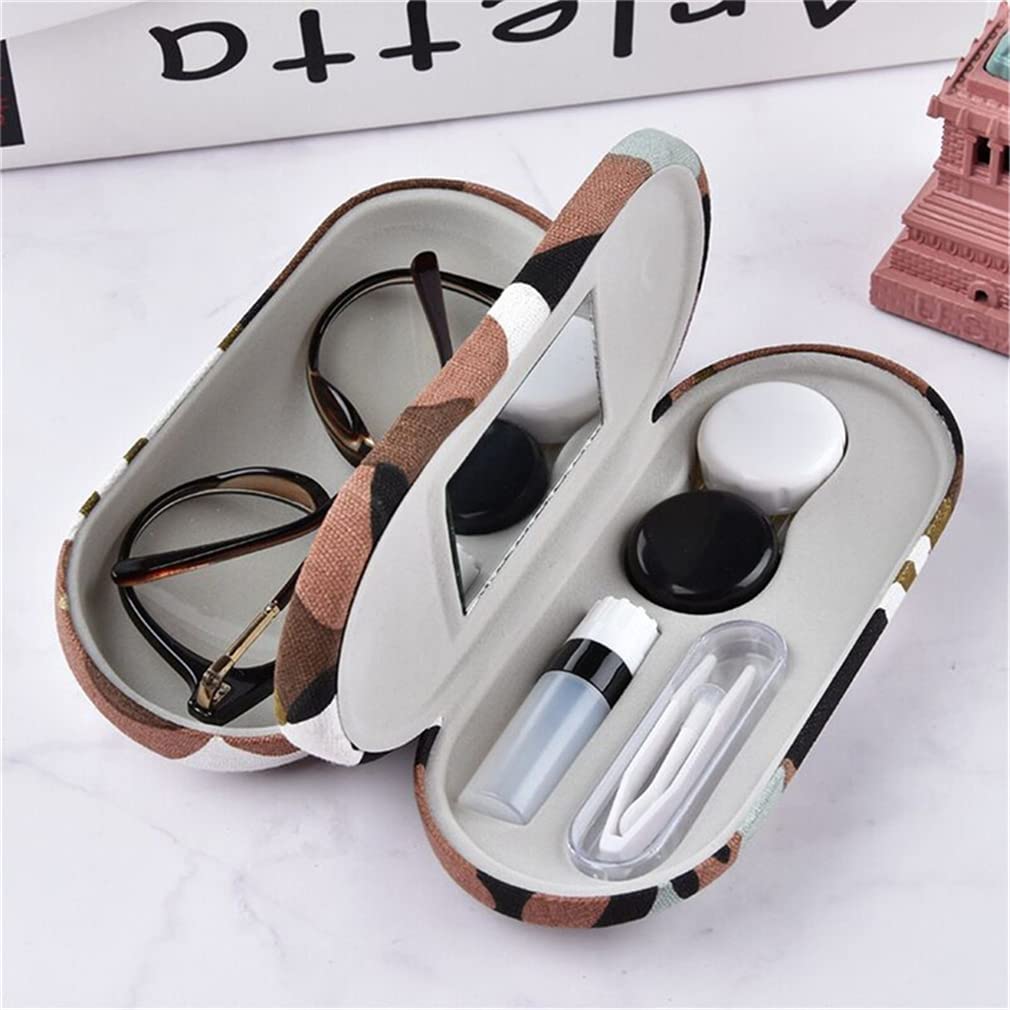 RURUOGUK Contact Lens Case, 2 in 1 Double Sided Glasses Case with Built-in Mirror, Tweezer and Contact Solution Bottle - Image 2