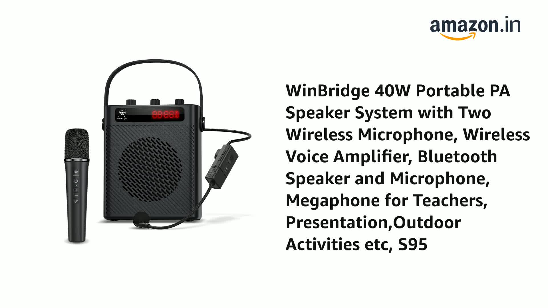 WinBridge 40W Portable PA Speaker System with Two Wireless