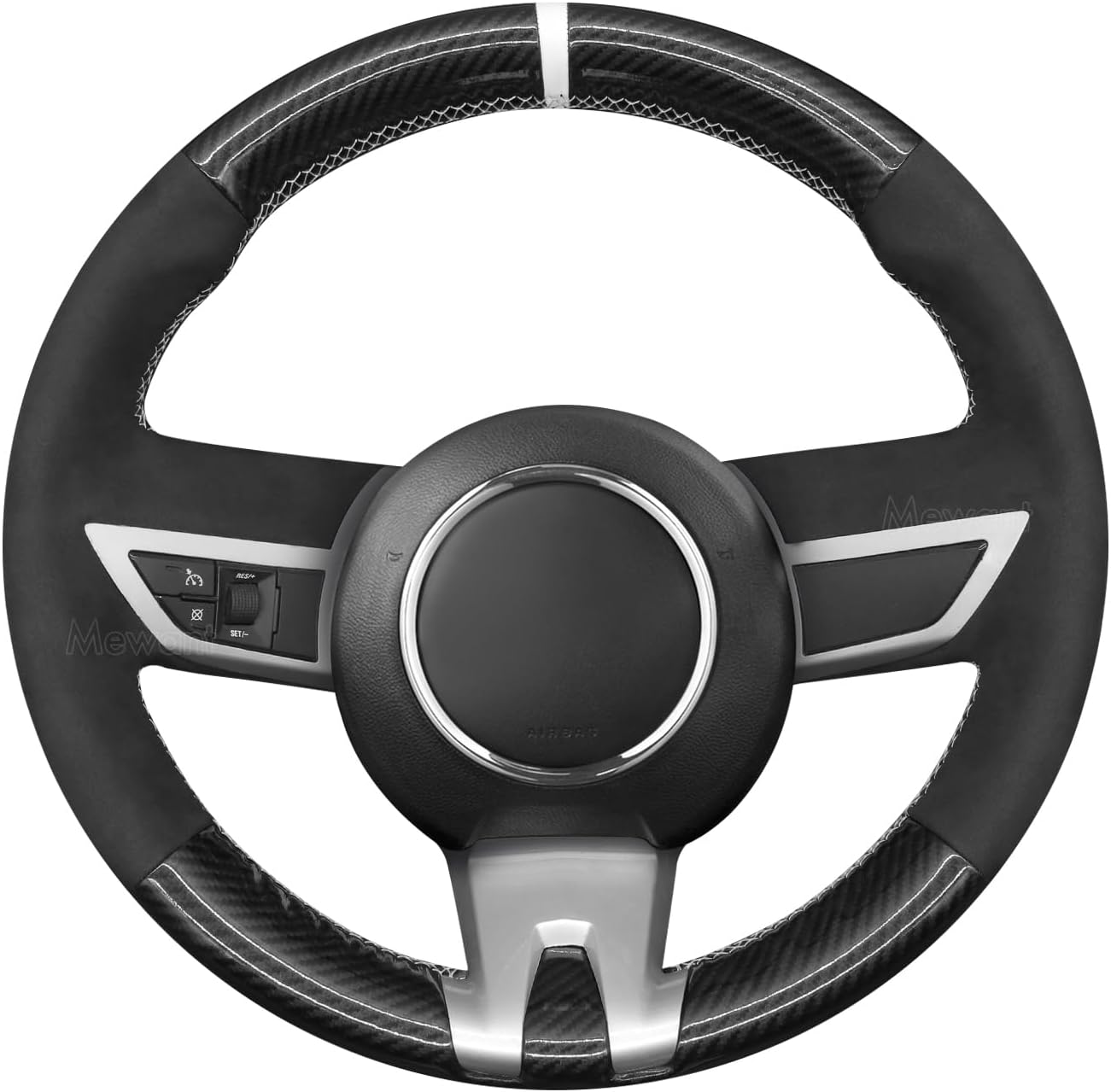 MEWANT Customized Real Leather Steering Wheel Cover Wrap for Chevrolet Camaro 2010-2013 Steering Wheel Accessories for Chevrolet Camaro