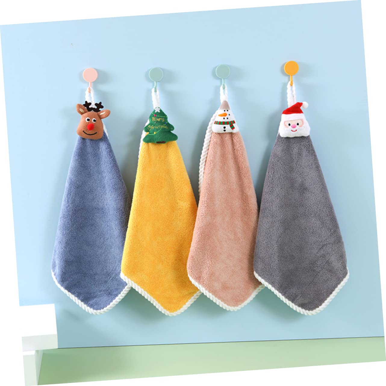 Cabilock 4 Set Asciugamani Appesi Asciugatutto Asciugamani Natale Natalizi Giocattoli Di Natale Multiplo Da Festa Da Cucina Vello Di Corallo 4 Pezzi * 4