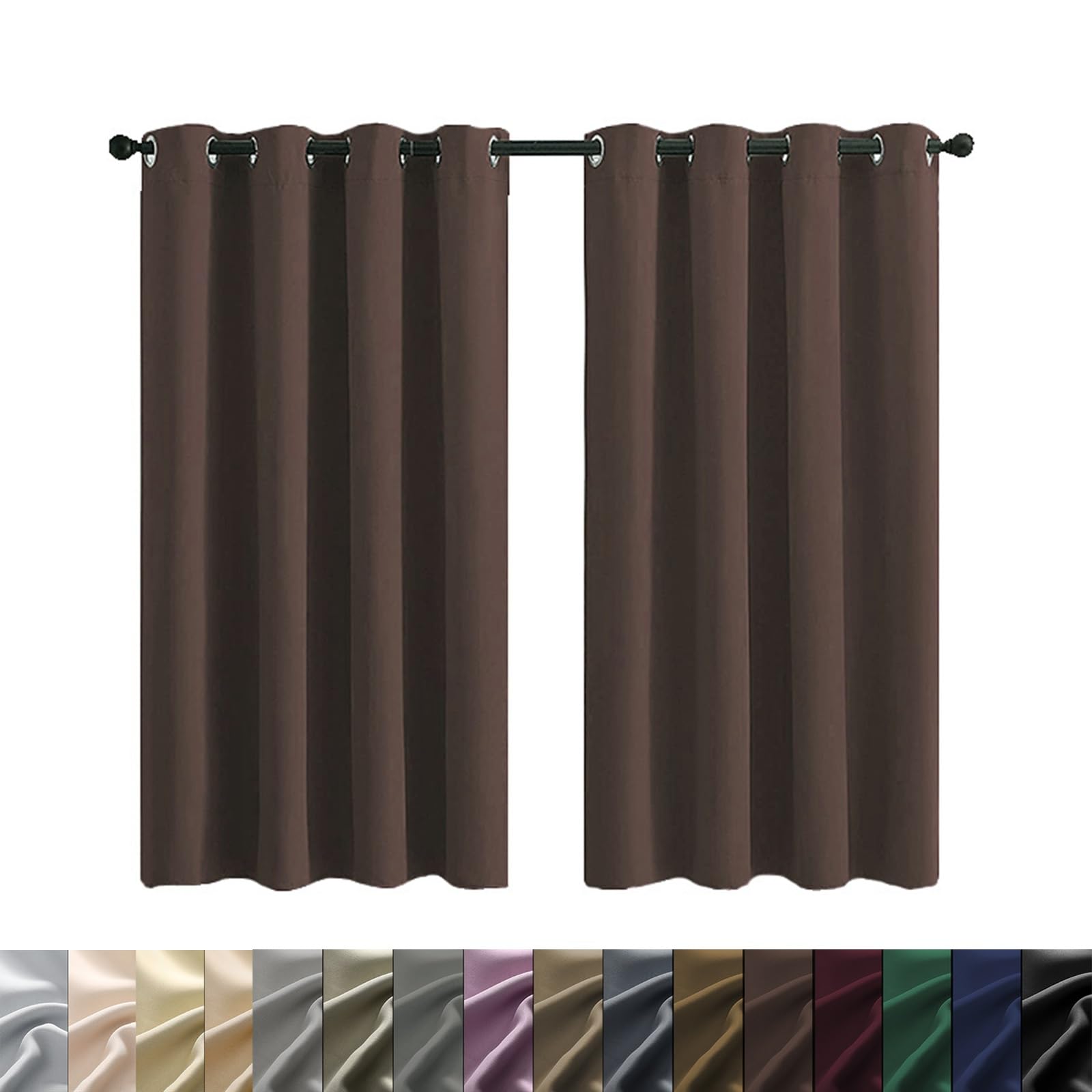 100% Cortinas Opacas 2 Piezas 220 x 230 cm Conserva Intimidad y Temperatura, Cortinas Oscuras para Dormitorio, con Corbatas, para Interiores, Sala de Estar, Marrón