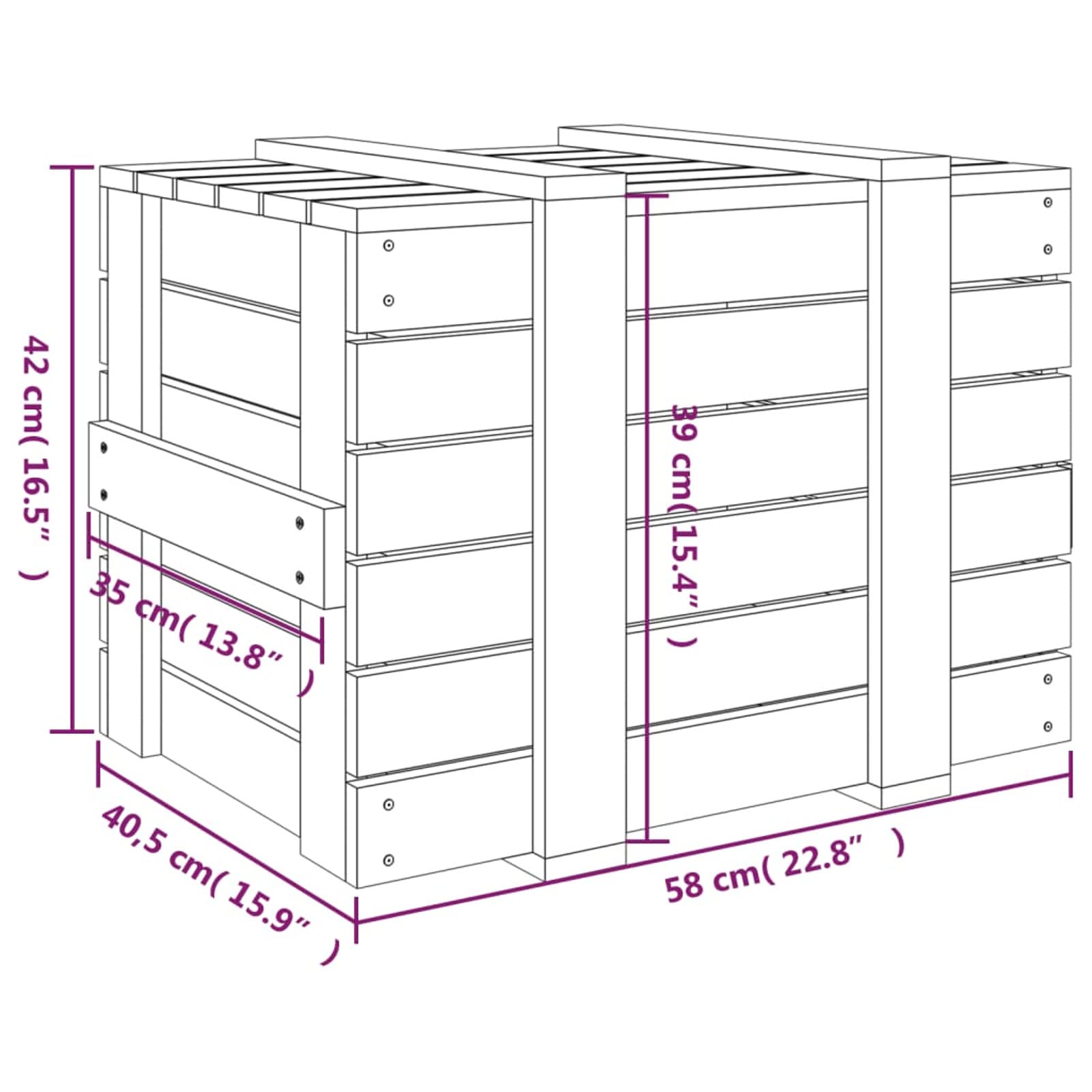 Tidyard Armario Bajo Armario de Almacenaje Armario Escobero Caja de almacenaje Madera Maciza de Pino Negra 58x40,5x42 cm,Armario de Exterior e Interior,Jardín y Terraza