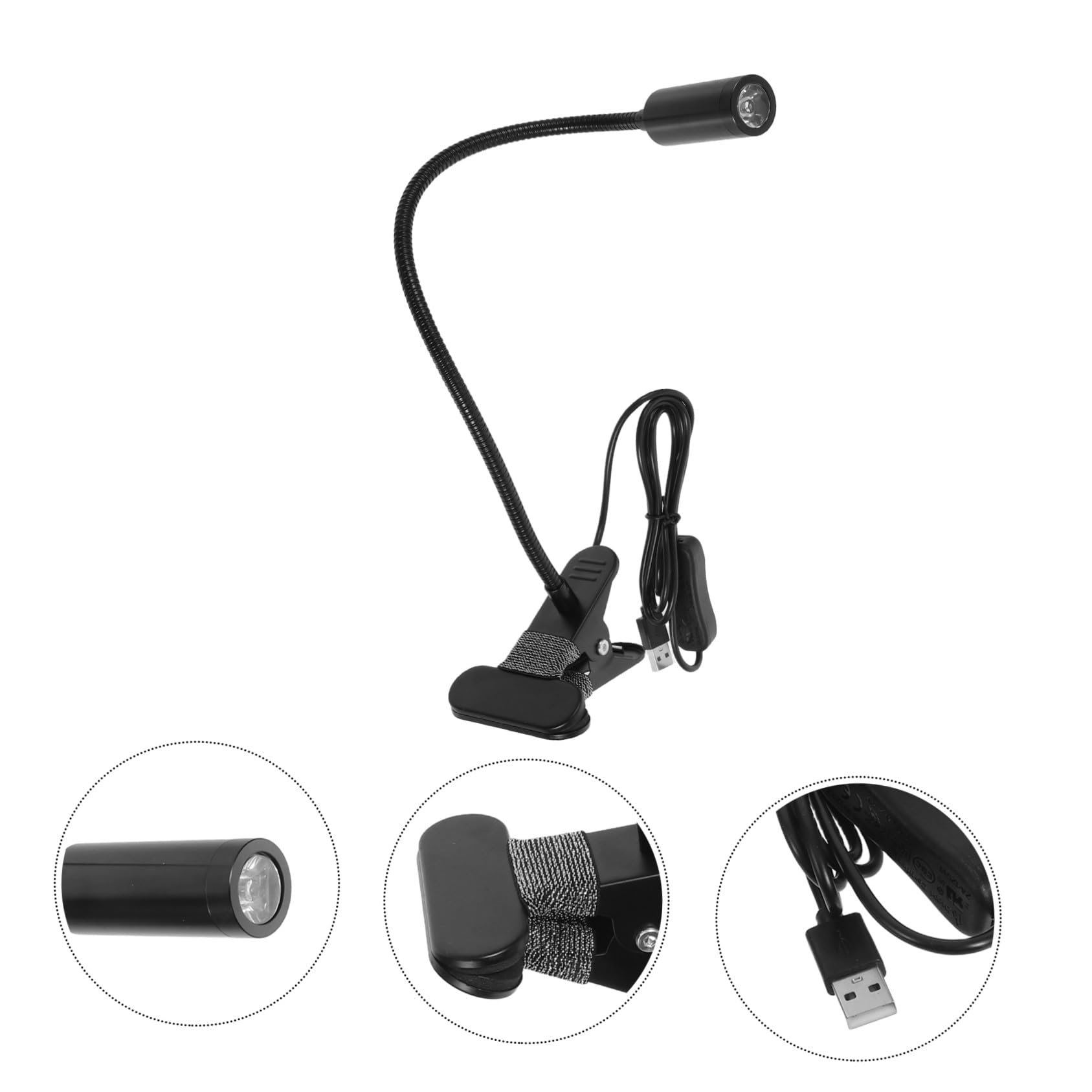 Toddmomy Lampada LED Pinza 3w Flessibile, Collo Orientabile, Nero | Alluminio e Ferro, Luce Bianca, per Lettura a Letto e Lavoro Sul Tavolo
