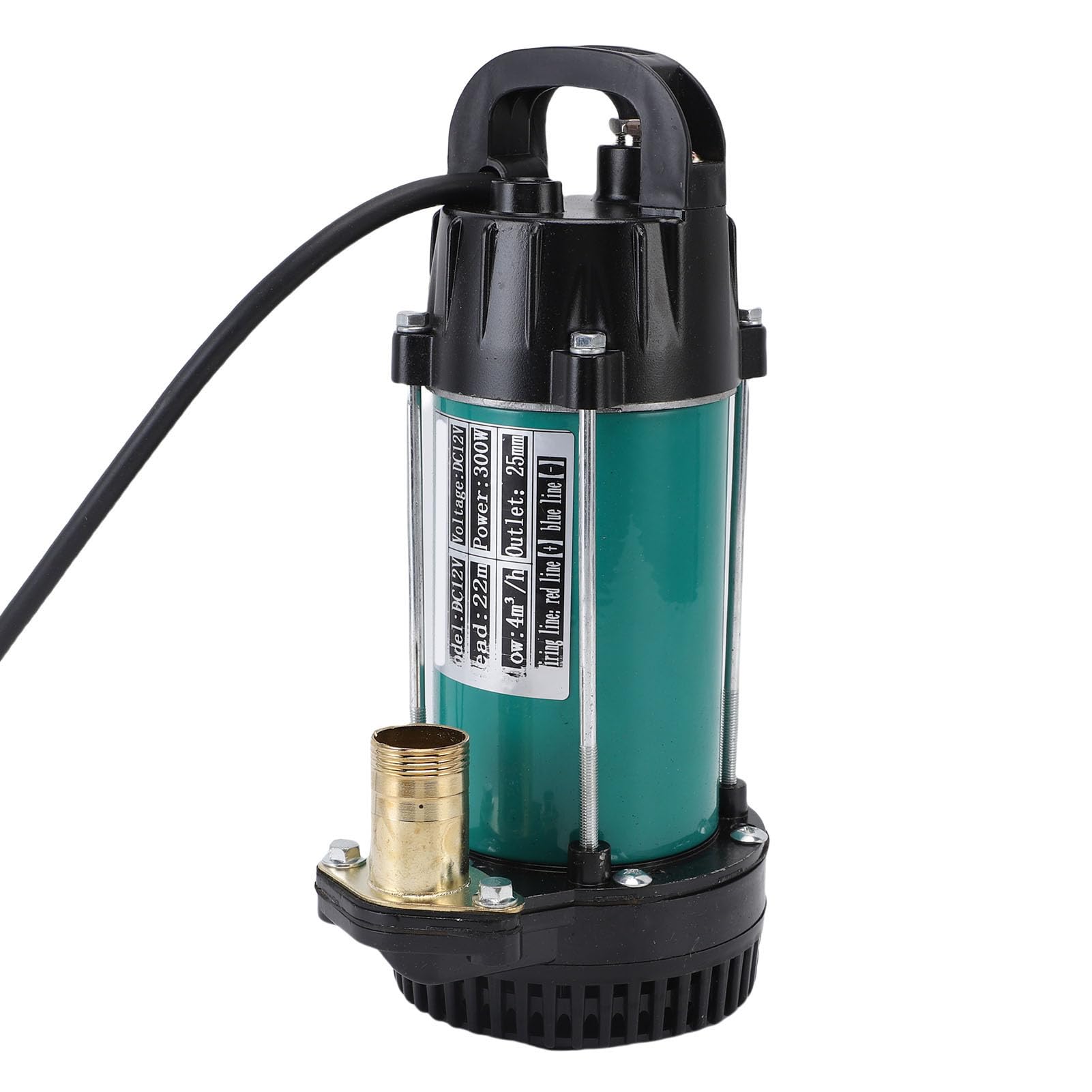 Annadue Bomba Sumergible 300W, Elevación 22m, Caudal 4m³/h, Acero (DC12V)