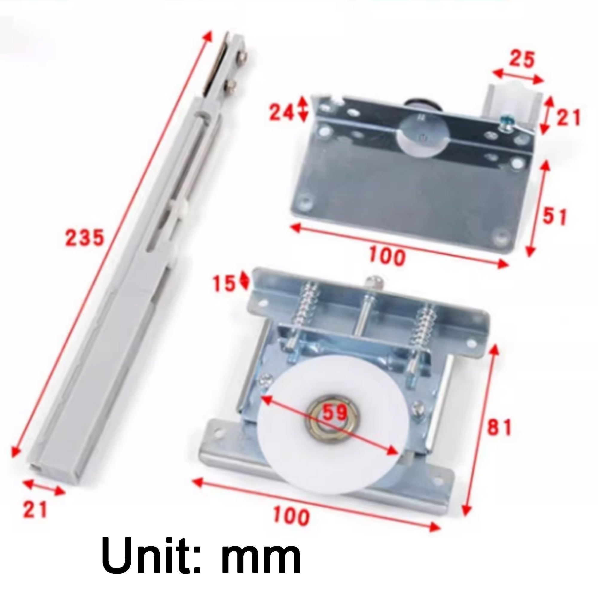 Kit di ferramenta per Porte scorrevoli con meccanismo di Chiusura Ammortizzata, Binario e rulli con Cuscinetti a Sfera da 189 cm per Uno Scorrimento Fluido delle Ante degli armadi, Facile in
