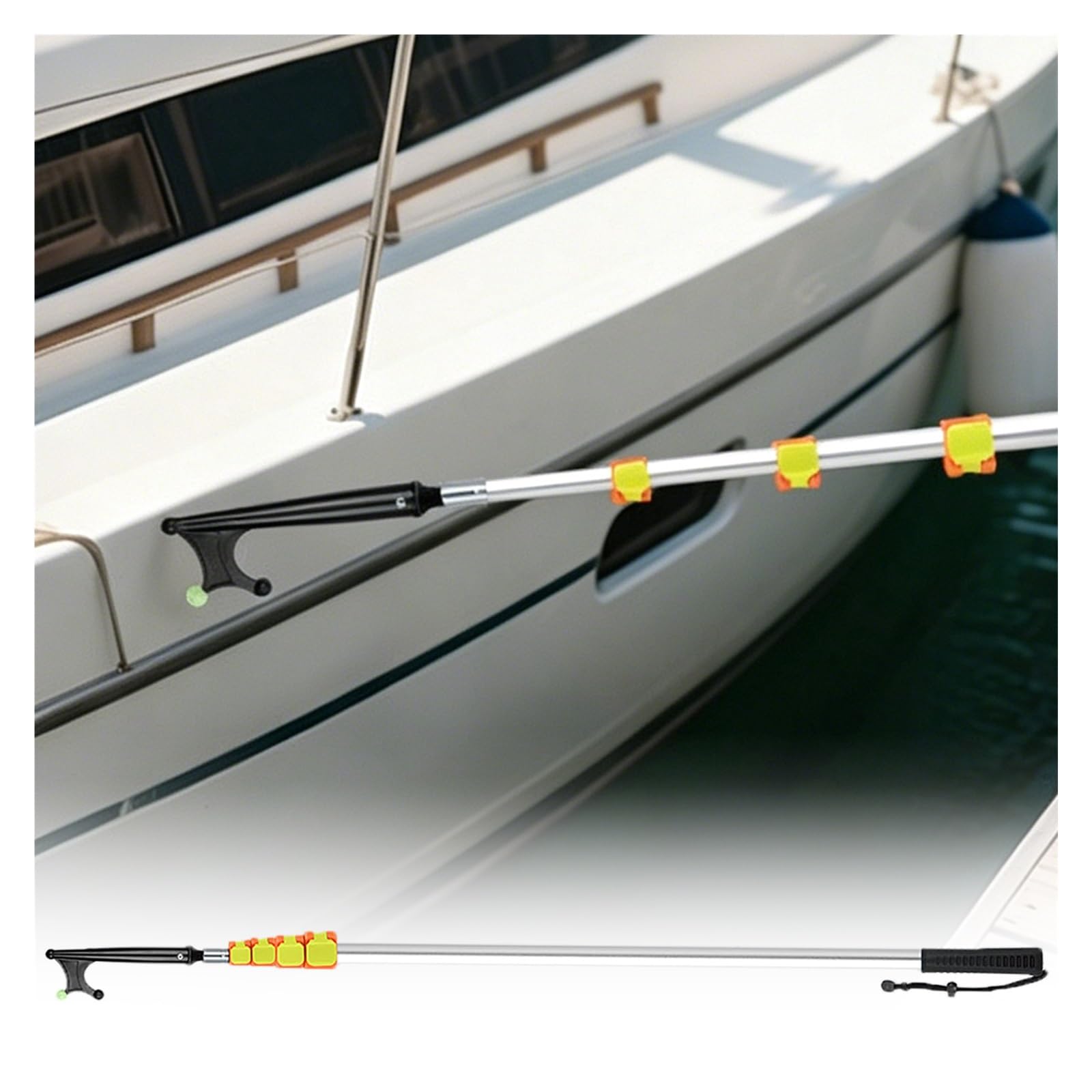 DJPHOFS Multi Purpose Telescoping Boat Hook, Adjustable Docking Poles for Boats Heavy Duty, Lightweight Telescopic Fishing Boat Hook for Docking(1-3.5m/3.3-11.5ft)