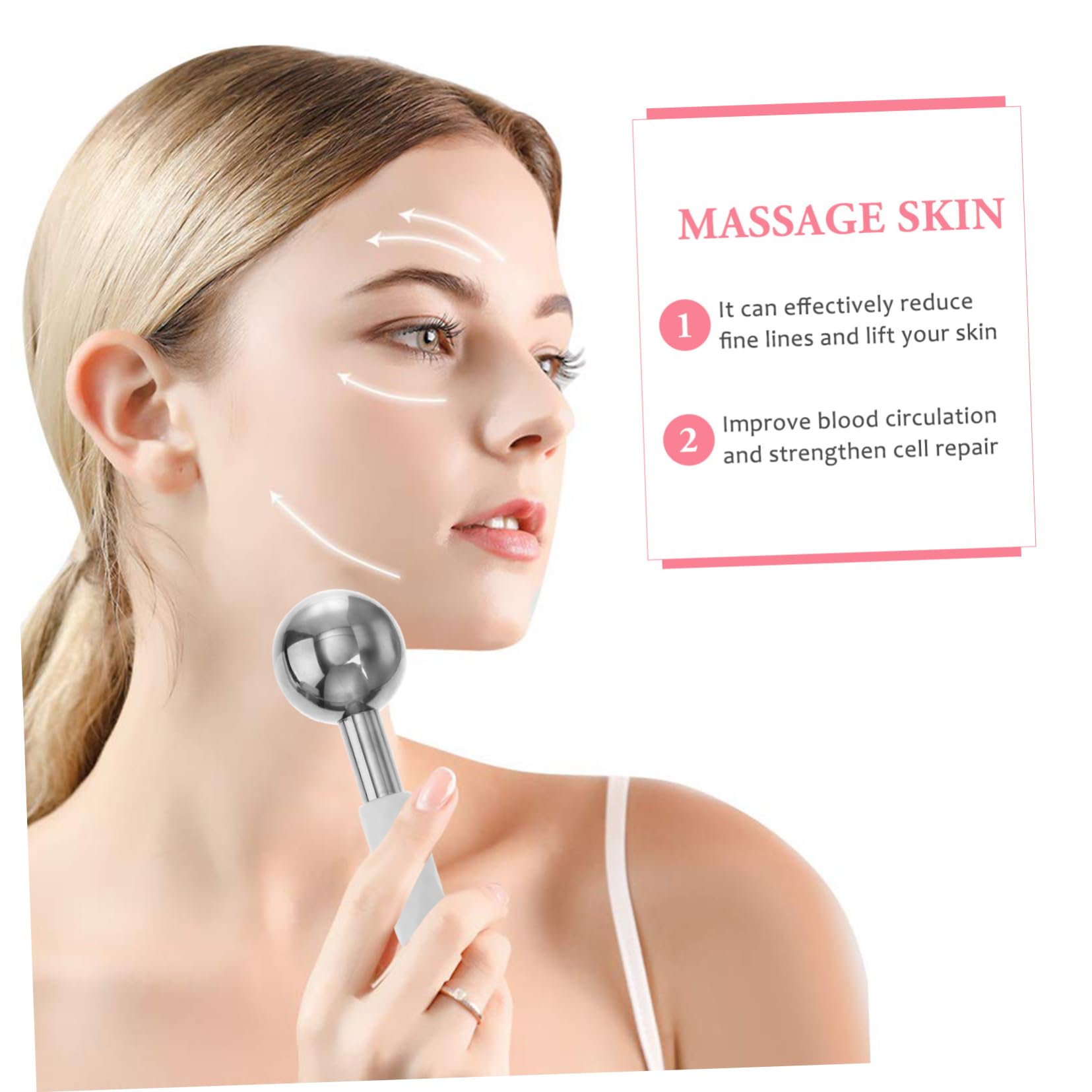 FRCOLOR 2 Stück Edelstahl Eiskugeln für Gesicht und Körper Kühlendes Massagegerät zur Faltenreduktion und Hautstraffung Tragbar und Einfach Anzuwenden Zufällige Farbe