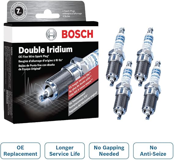 BOSCH 9673 OE Fine Wire Double Iridium Spark Plug - Advanced Original Equipment Technology with 4X Life - Pack of 4