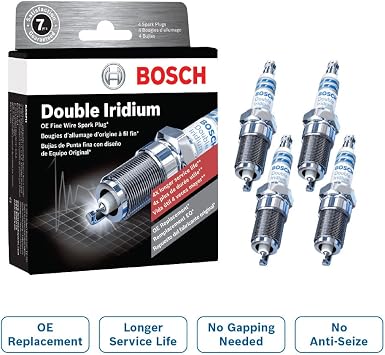 BOSCH 9673 OE Fine Wire Double Iridium Spark Plug - Advanced Original Equipment Technology with 4X Life - Pack of 4