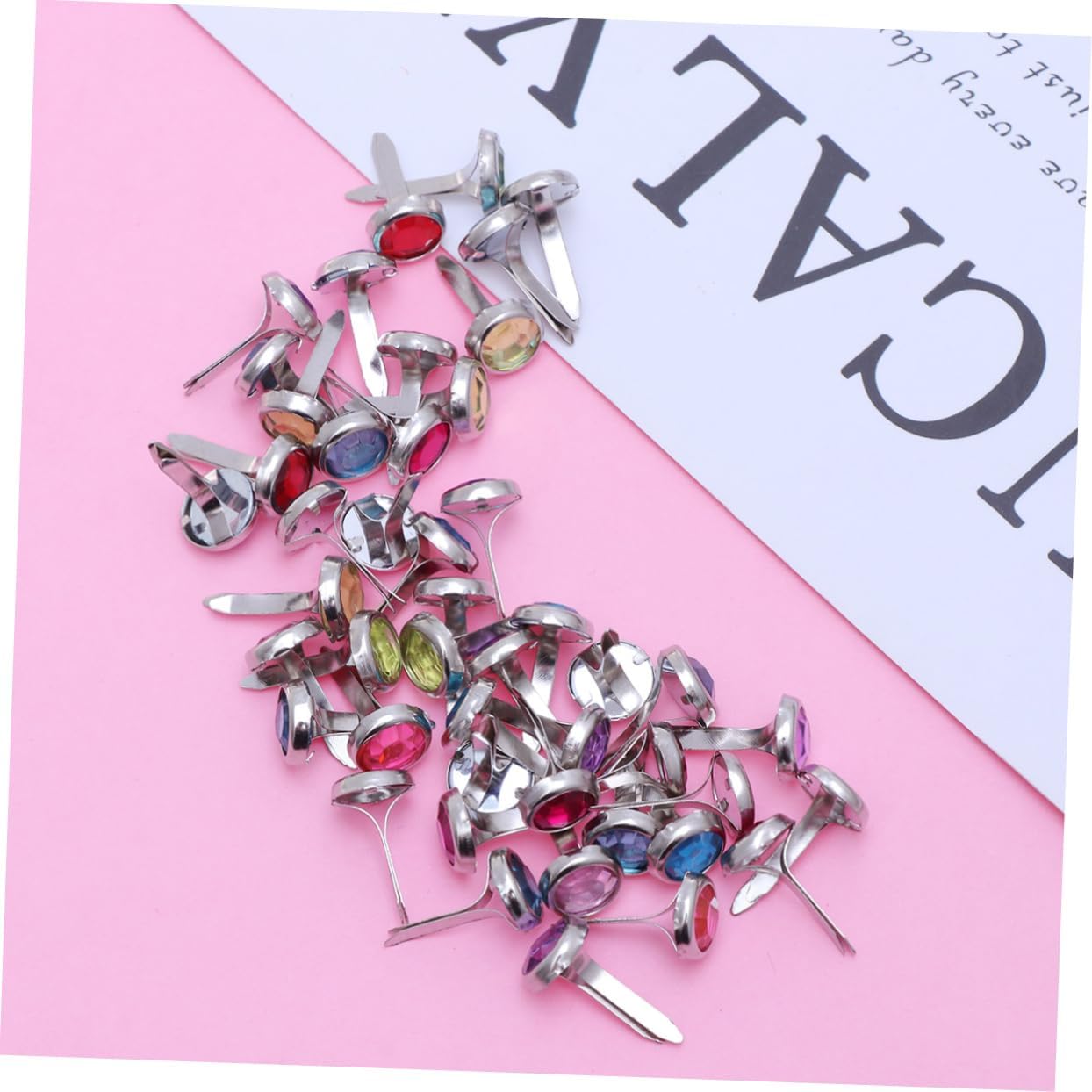 VILLFUL Scrapbook Embellishments 50pcs Metal Mini Brads Craft Brads Fasteners for DIY Paper Crafts and Photo Albums
