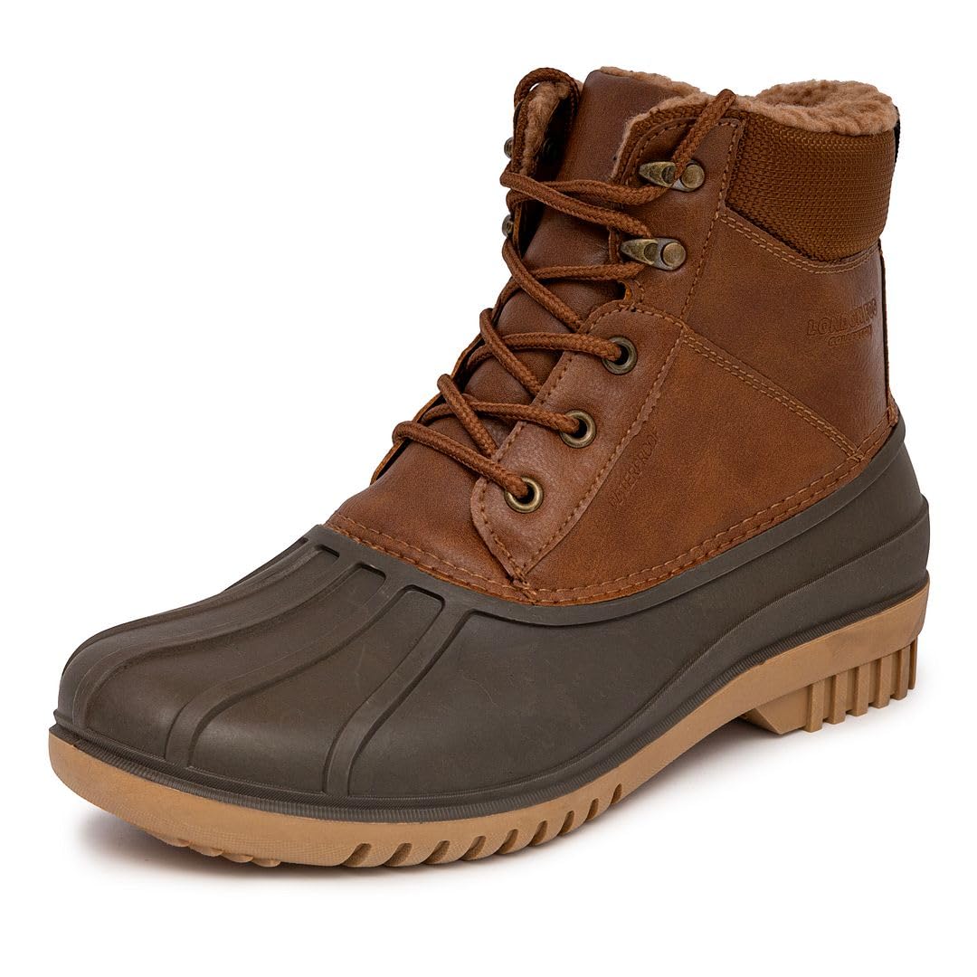 LONDON FOG Aspen Winter Boots for Men Waterproof Snow - Insulated Duck Mens Snow Boots or Rain Boots, Black Tan or Brown, Size 7 to 15 Medium and Extra Wide Widths
