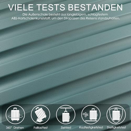 TANTOMI Handgepäck Koffer, 20 Zoll Hartschalenkoffer, Trolley, Leichter ABS-Rollkoffer, Reisekoffer mit 4 Rollen, 3-Stelliges Zahlenschloss (Helles Dunkelgrün, 41L)