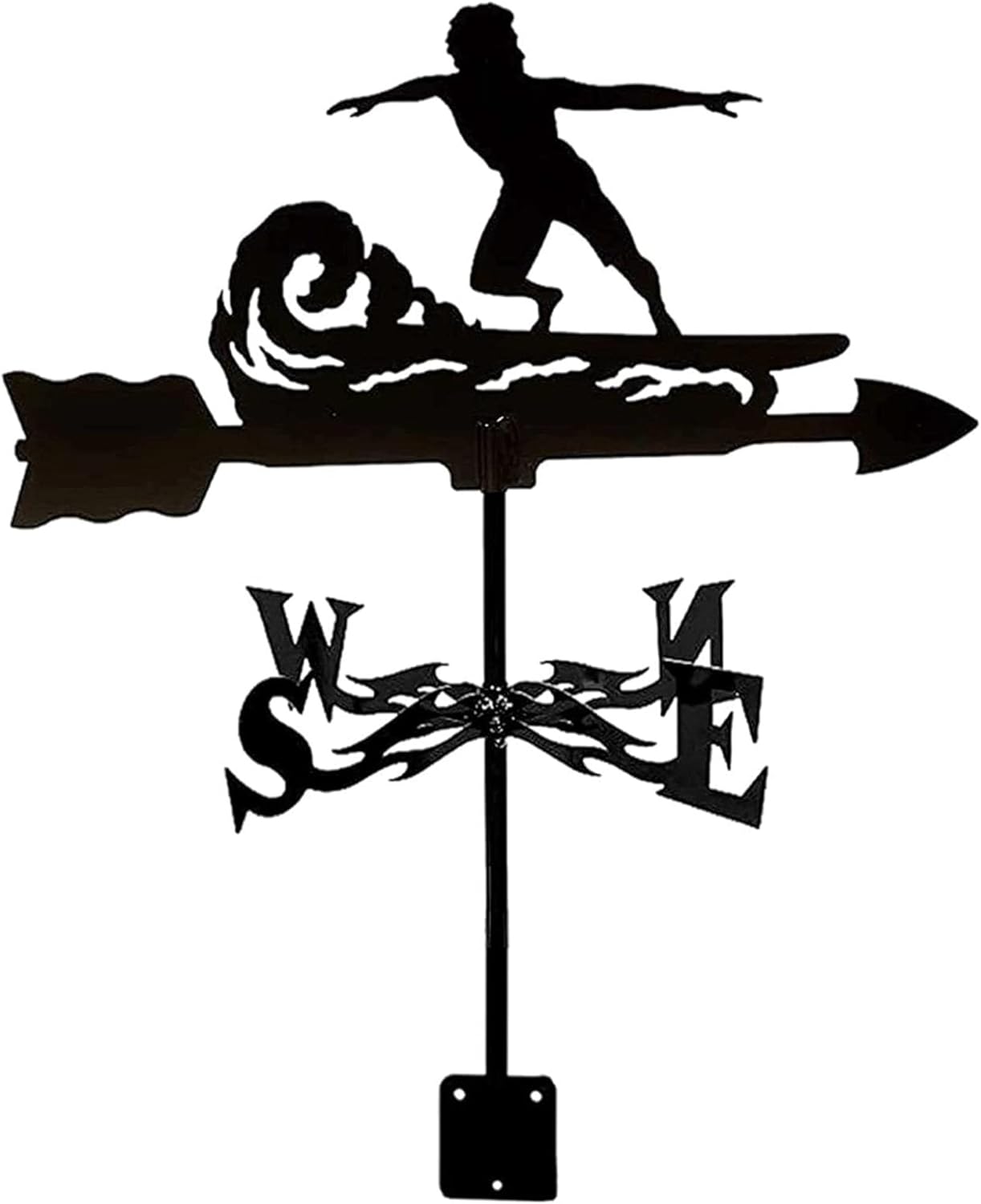 Surf Weathervanes Black Weather Vane Garden Silhouette Sign Weather Vane Outdoor Measuring Tool for Roof Decoration