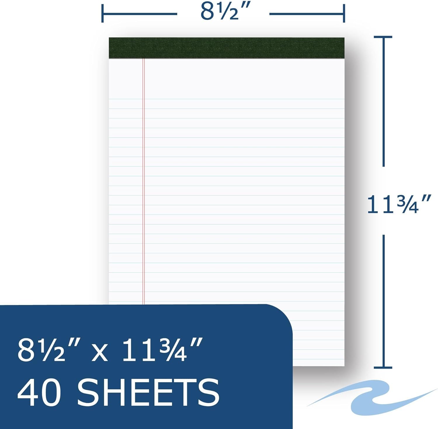 Roaring Spring BioBased USDA Certified Bio-Preferred Legal Pads, 12 Pack, 8.5" x 11.75" 40 Sheets, White