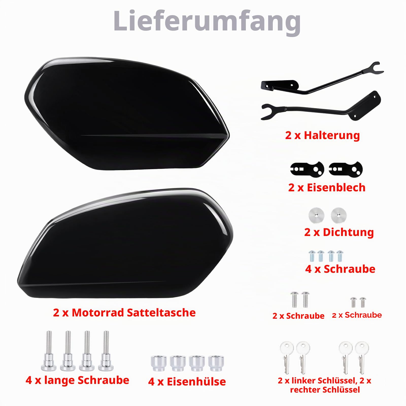 Motorrad Seitenkoffer & Docking-Kit Fit für Harley Low Rider ST FXLRST 2022-2024 Low Rider S FXLRS 2020-2024 Low Rider FXLR 2018-2020 Schwarz