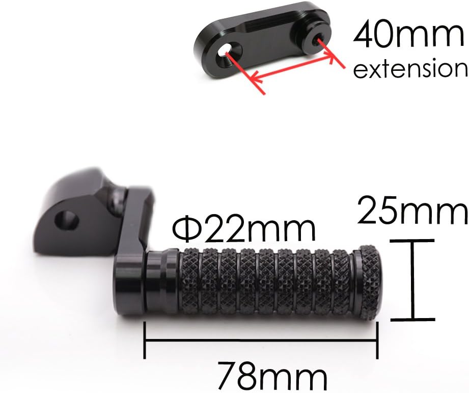 MC MOTOPARTS POLE Black CNC 40 mm Extension Rear Passenger Foot Pegs Compatible with X1 Lightning All Year