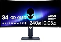 Alienware AW3425DW 34" 240Hz QD-OLED Curved Gaming Monitor - Ultrawide WQHD 0.03ms 1800R, FreeSync Premium Pro, HDR TrueBlack 400