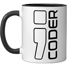 Ceramic Mug, Black/White, 11oz