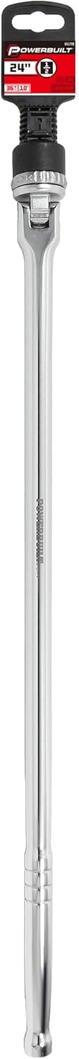 Powerbuilt 1/2 Inch Drive Ratchet Breaker Bar Hand Tool, Long Reach 24 Inches, Grip and Break Loose Tight Bolts, Nuts - 641700