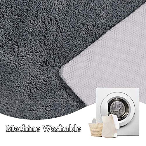 KKPW Duschvorleger Eckdusche, rutschfest Badteppich Eckdusche Aus Mikrofaser, Waschbar Badematte Halbrund, rutschfeste Unterseite, Anthrazit, 100x45 cm
