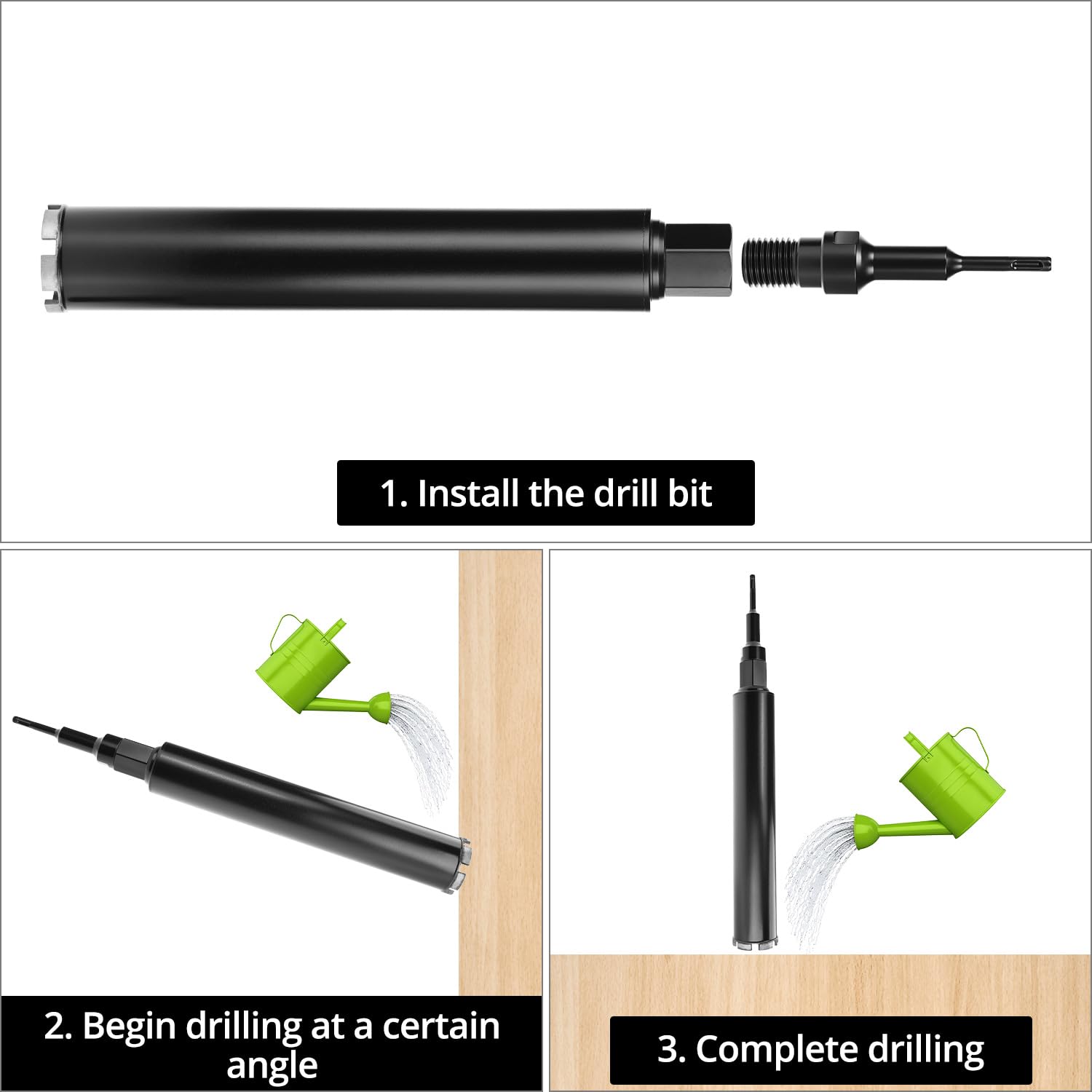 QWORK® Diamantbohrkrone 1¼" UNC mit SDS Plus-kompatiblem Adapter, Ø68mm L 420mm, Ideal für Stahlbeton, Beton,Marmor und Wandöffnungen