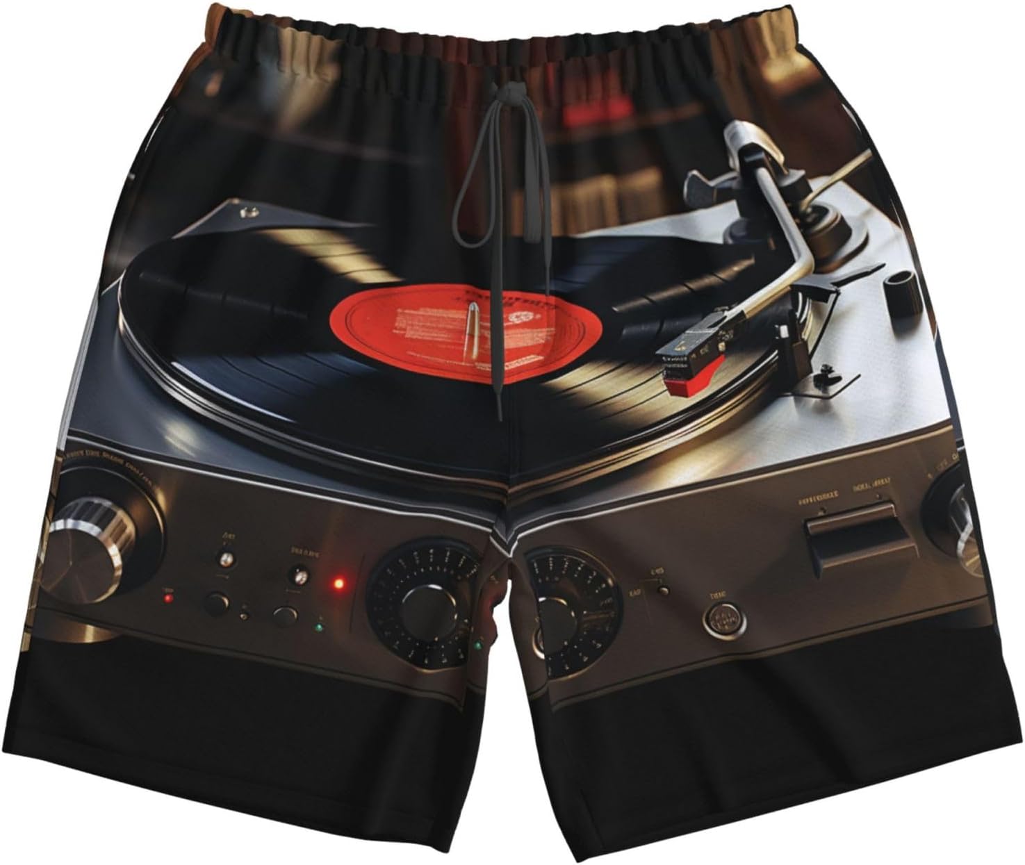 Men's Swim Trunks Quick Dry Bathing Suits Turntable Player Beach Board Shorts Swimwear with Pockets