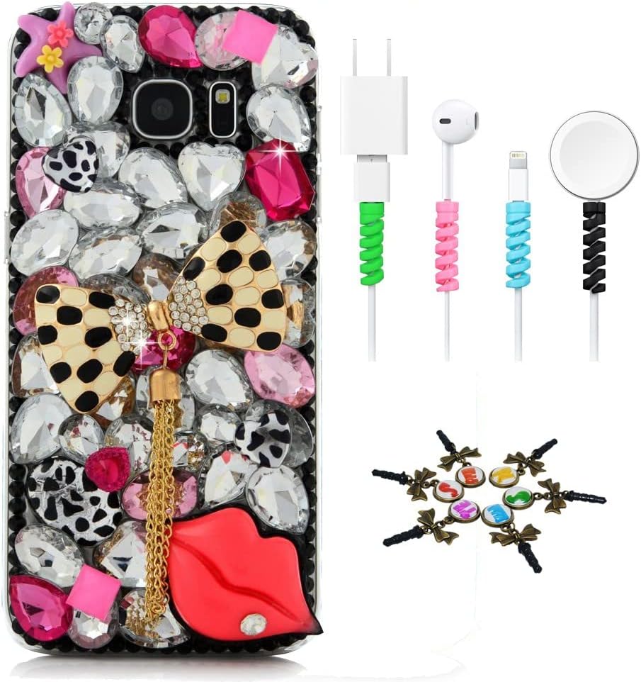STENES Sparkle Case Compatible with Samsung Galaxy S10 6.1 Inch - Stylish - 3D Handmade Bling Mermaid Starfish Design Cover Case with Cable Protector [4 Pack] - Blue