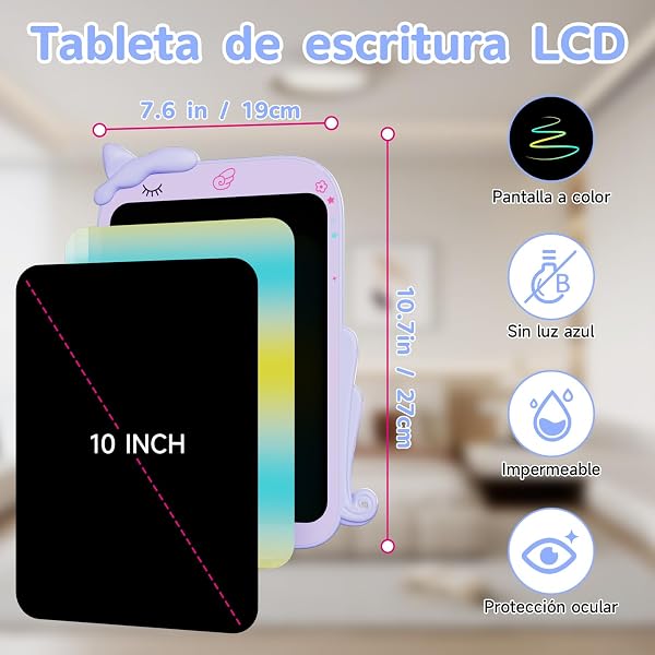 10 Pulgadas Tablet Escritura Pantalla Colorido [2026 Nueva], Electight Pizarra de Escritura LCD con Borrable y Bloqueo Función, Portátil Juguetes Educativo para Hogar, Escuela, Oficina, Aula, Morado - 3