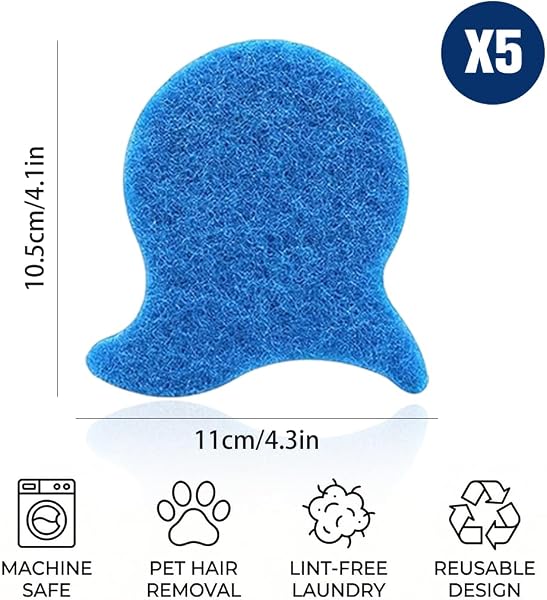 5 Pezzi Cattura Peli Lavatrice Palline Pelucchia Forma Riutilizzabili Lavatrice Spugna Per Rimuovere Peli Animali E Pelucchie Blu - 2