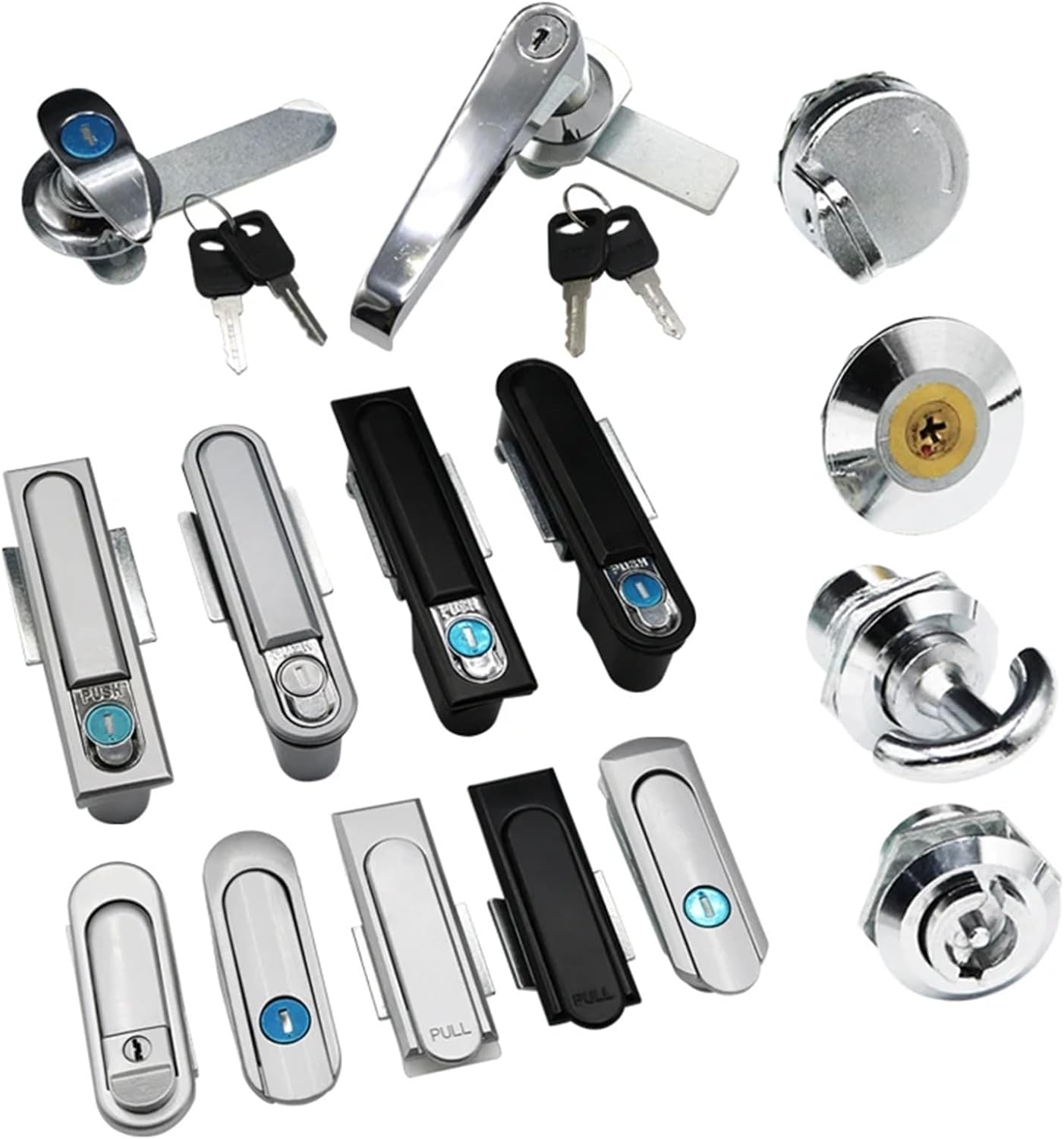 MS380 Industrial Equipment Keyless Rectangle Zinc Alloy Flat Lock Switch Cabinet Handle Panel 1Pcs(MS380-1 SUS304)