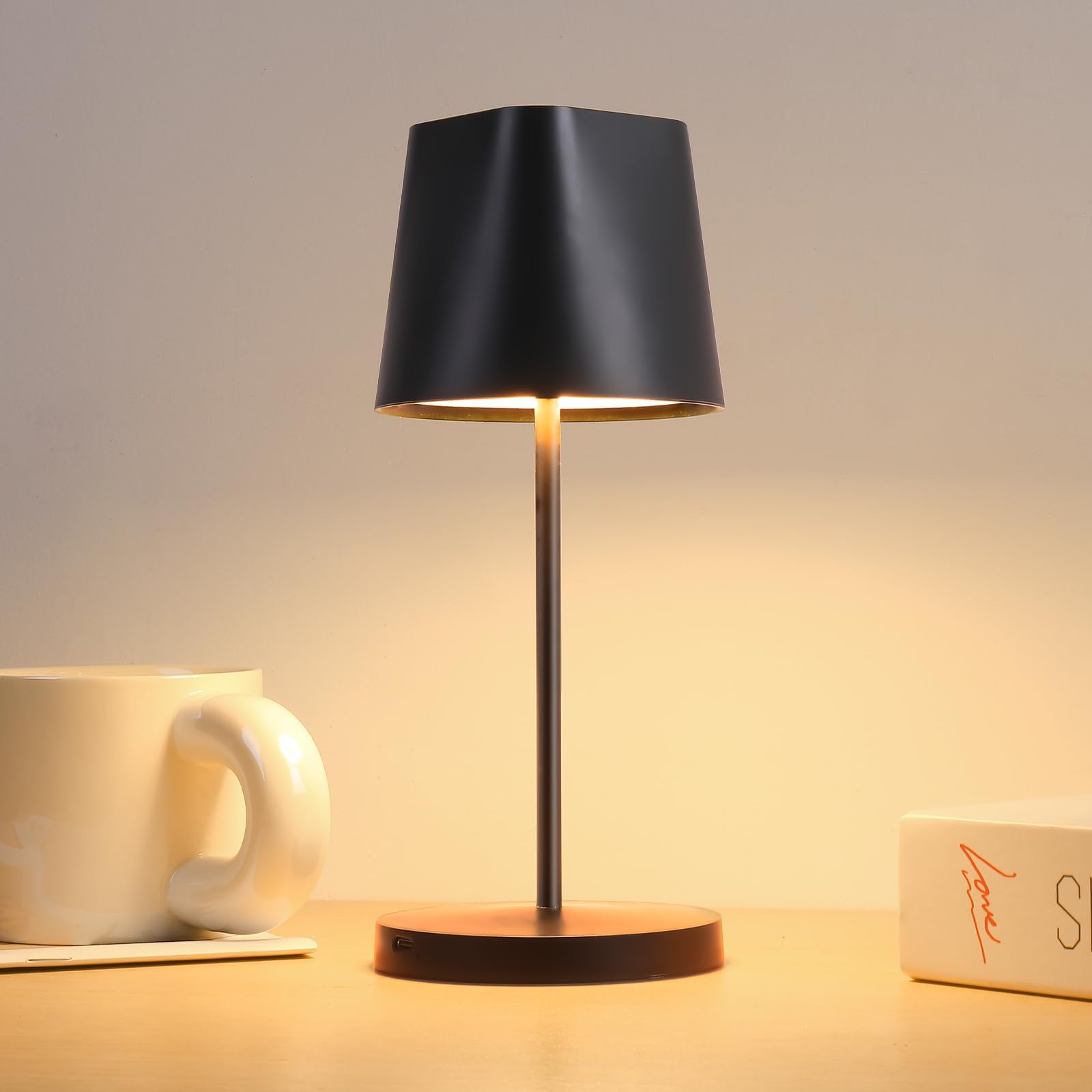 Lampe De Table LED Yuehuamech - 3000K Lumière Chaude Réglable - Batterie Blanc