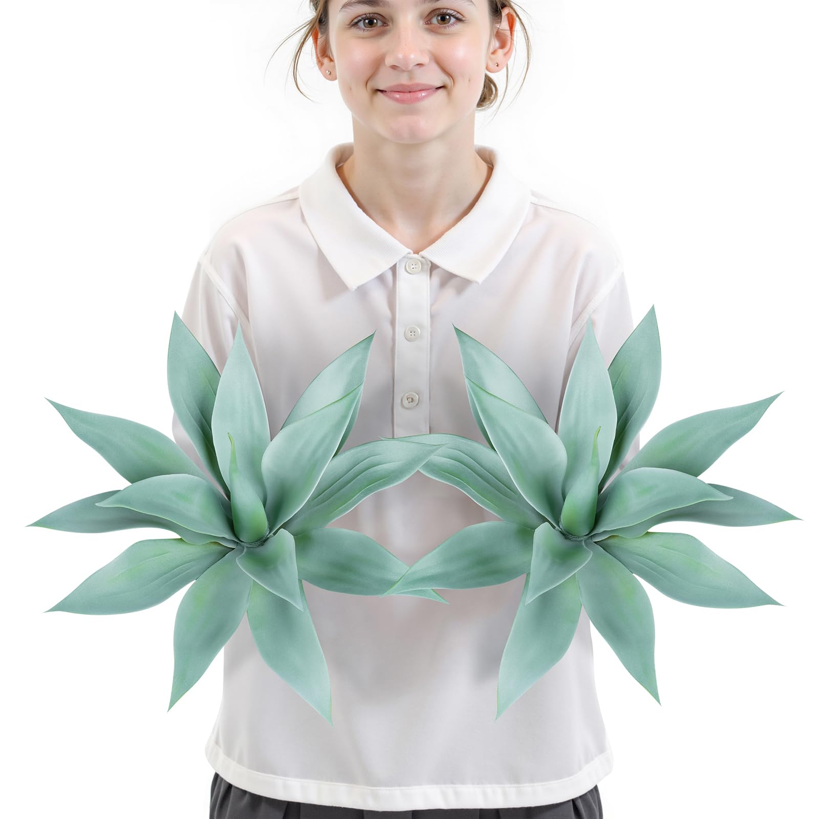 Velener Artificial Outdoor Blue Agave Plant - Small Size UV Resistant Fake Agave Plants for Indoor and Outdoor Decor(14 Inch)-2 Pack