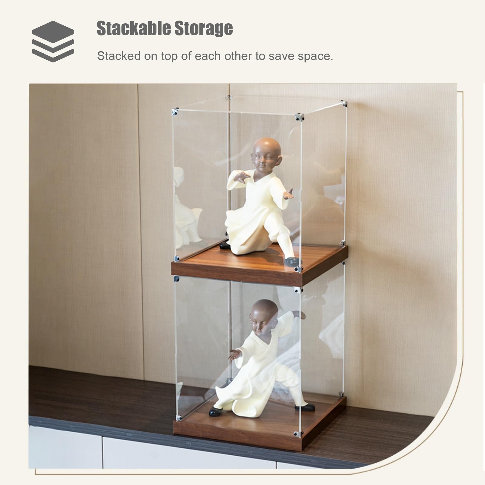 Acryl Organizer opbergrek acryl vitrine showcase, stapelbare transparante verzamelobjecten aanrecht doos, kubus stofdichte organizer helder voor modellen speelgoed sieraden display, aanpasbaar (kleur