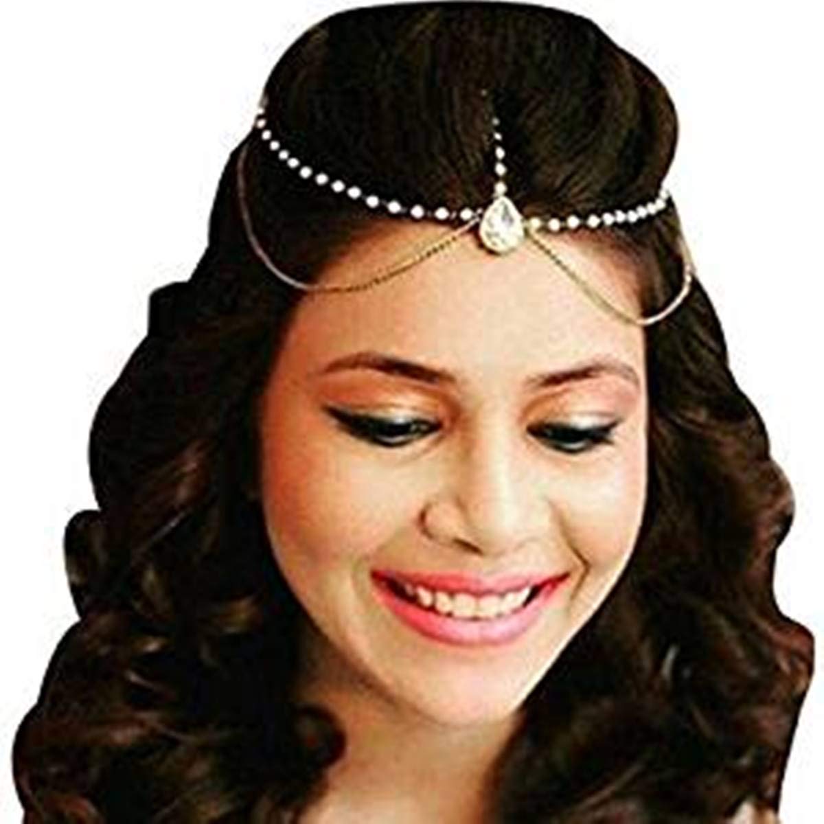Style Gallery Pearl Gold Plated Chain Alloy Head Chain Headgear mang Tikka for Women (B07RZTJQTL) Amazon Price History, Amazon Price Tracker
