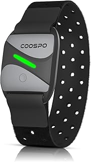 COOSPO Heart Rate Monitor Armband HW807, Bluetooth 5.0 ANT+ HRM with HR Zone LED Indicator, Tracking Heartbeat HRV for Fitness Training, Work with Peloton/Polar/Wahoo/Strava/Zwift/DDP Yoga