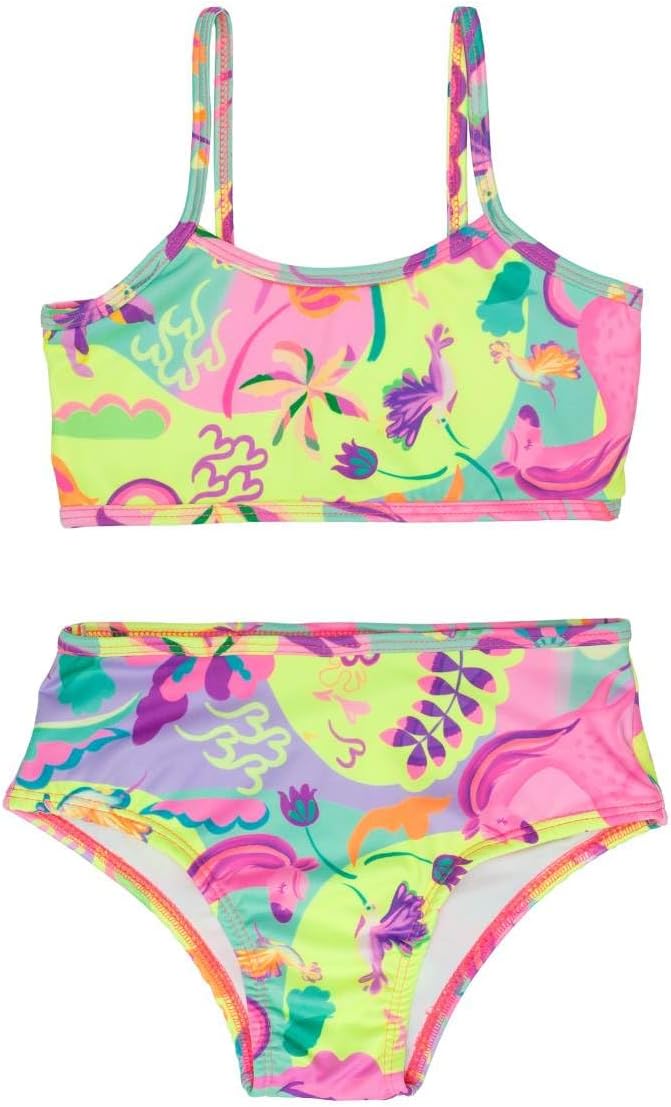 Biquíni Malha Proteção Solar Uv Neon Print Infantil Menina