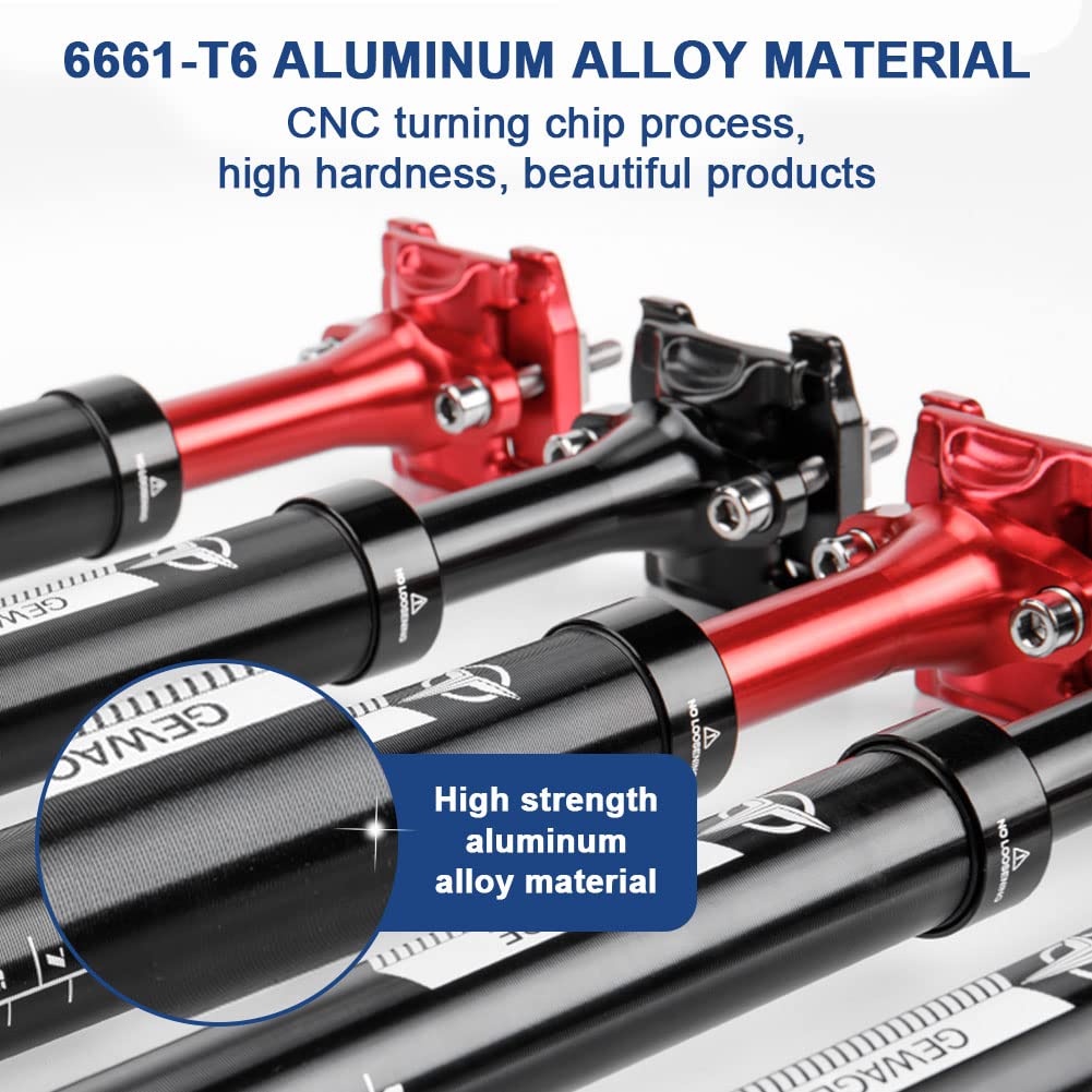 Tige de Selle de Vélo Suspendue à Ressort - Aluminium - Diamètre 27.2/30.9/31.6mm pour Vélo électrique/VTT/VTC/vélo de Ville/Autre