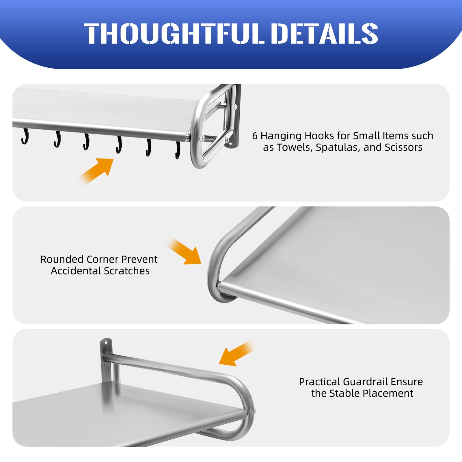 DAOHHFO Support Mural Pour Micro-ondes, étagère à Micro-ondes, étagère Durable, Avec 6 Crochets, Idéal Pour Les Objets Dans La Cuisine, La Chambre à