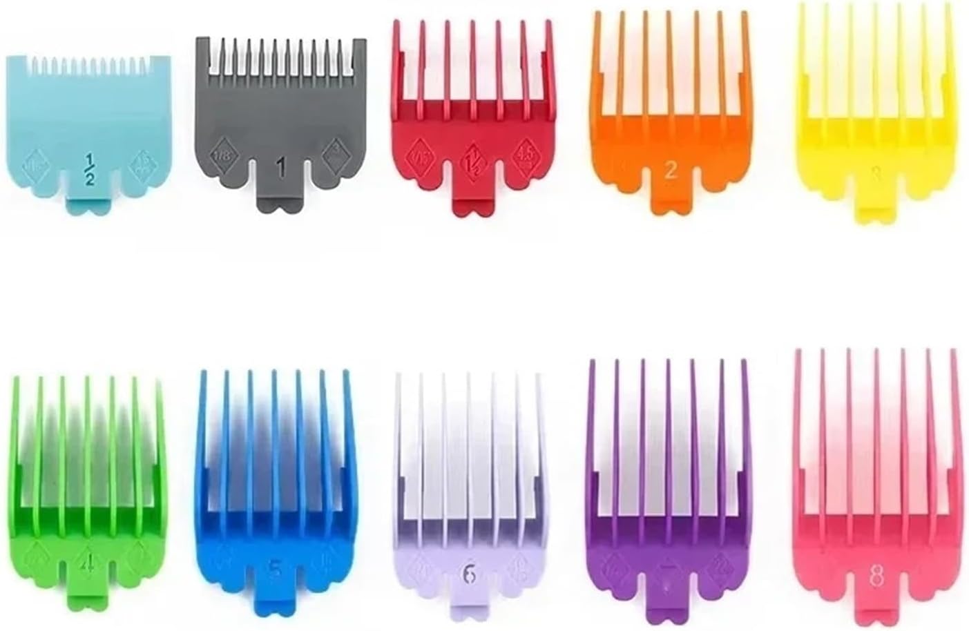 10Pcs Hair Clipper Limit Guide Comb Trimmer Guards Attachment 1.5-25mm Universal Haircut Tool Clipper Limit Combs(10pcs Colorful)