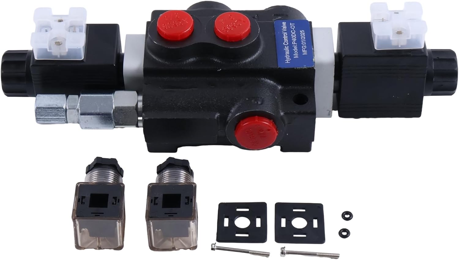 1 Spool Solenoid 12V DC Hydraulic Control Valve Double Acting HCV-S1x13 Compatible with Valve 13 GPM 3600 PSI