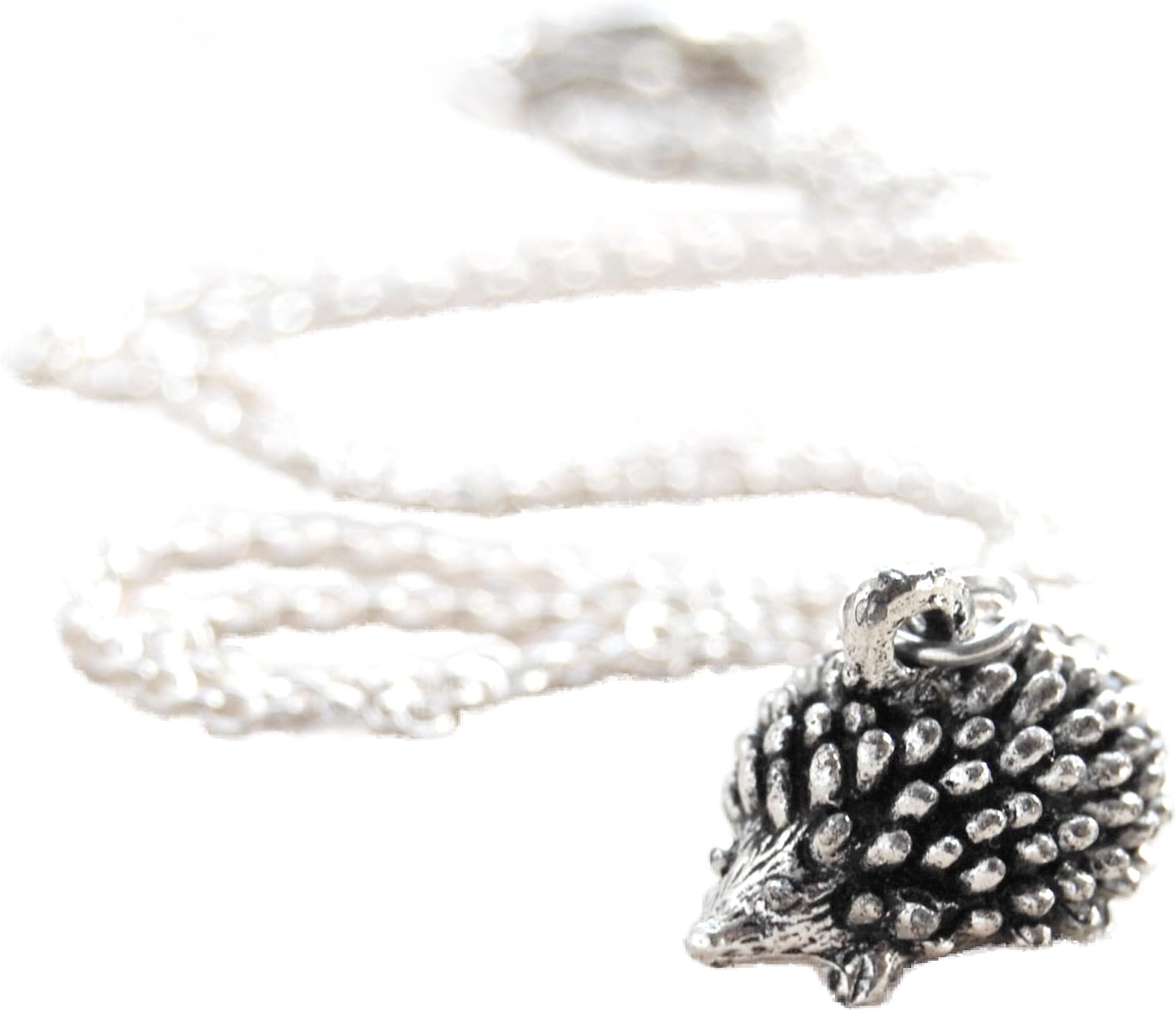 Little Silver Hedgehog Necklace - Cute Hedgehog Charm Necklace