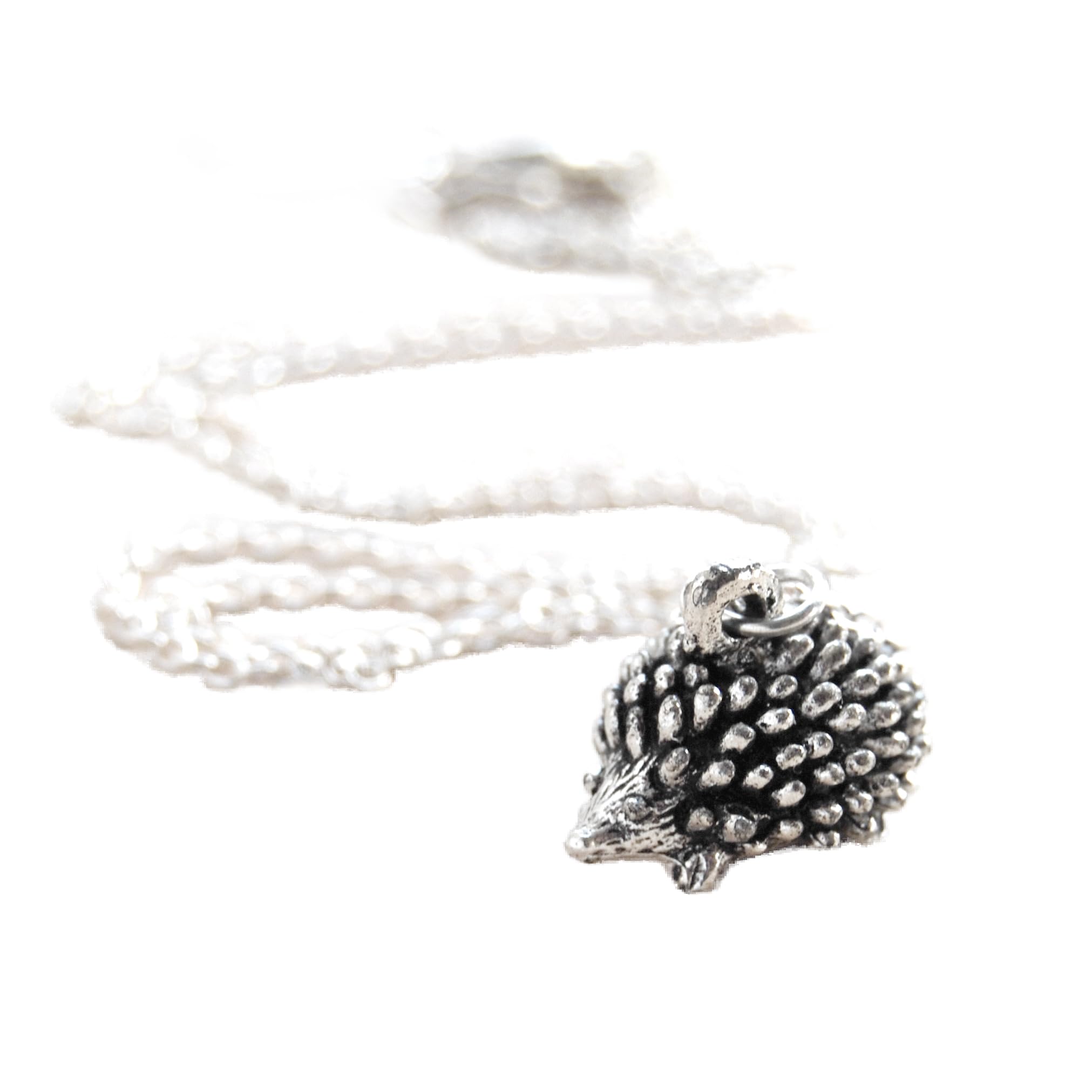Little Silver Hedgehog Necklace - Cute Hedgehog Charm Necklace