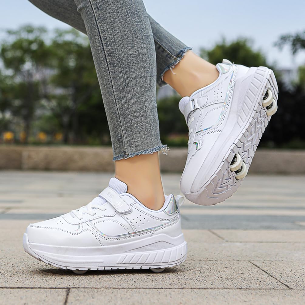 Dziewczęce buty na kółkach dla chłopców buty do deskorolki dla dzieci 2 w 1 wielofunkcyjne buty na rolkach buty na rolkach buty damskie, Rolka S8, 39 EU