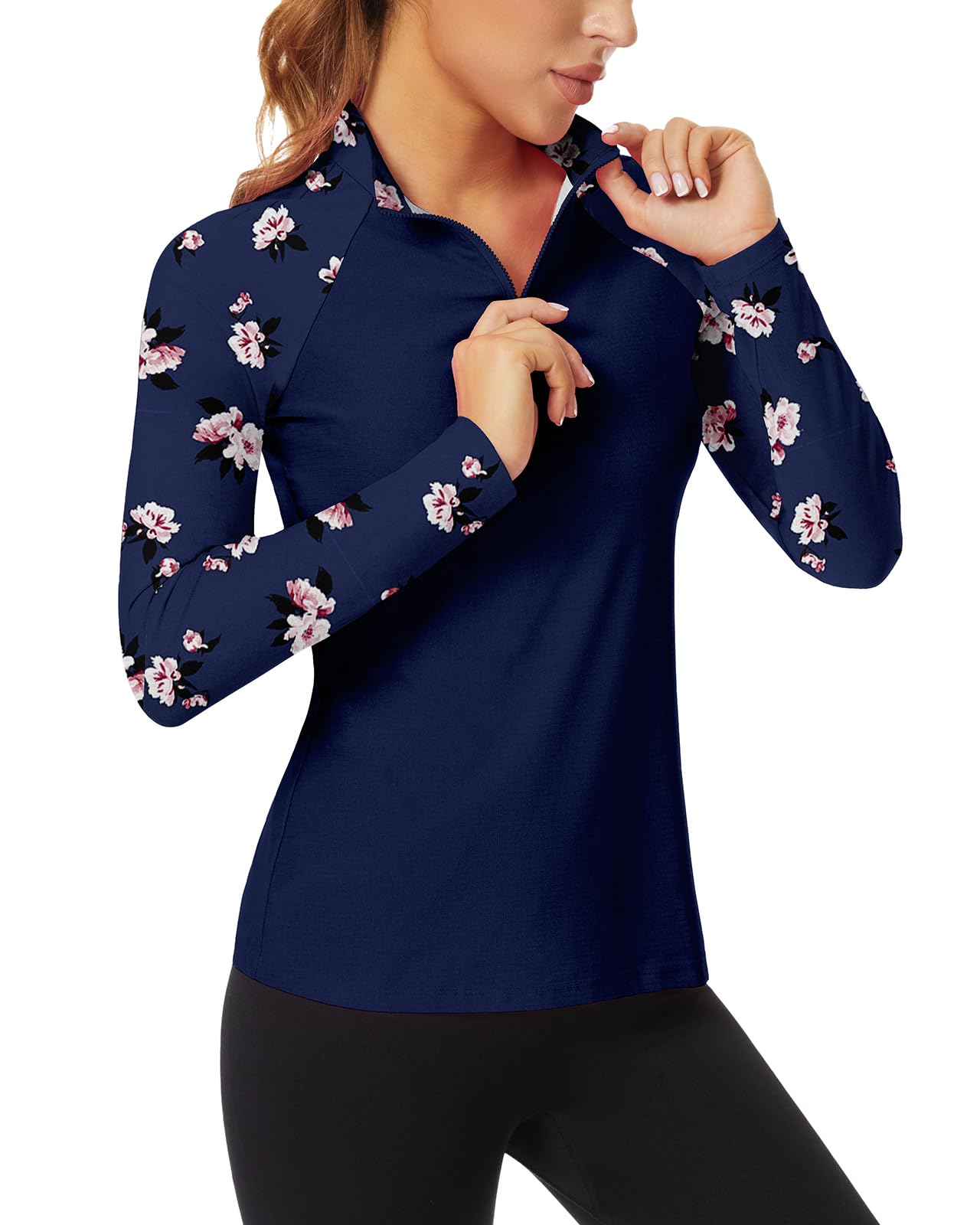 Soneven Women's Long Sleeve Golf Polo 1/4 Zip UPF 50+