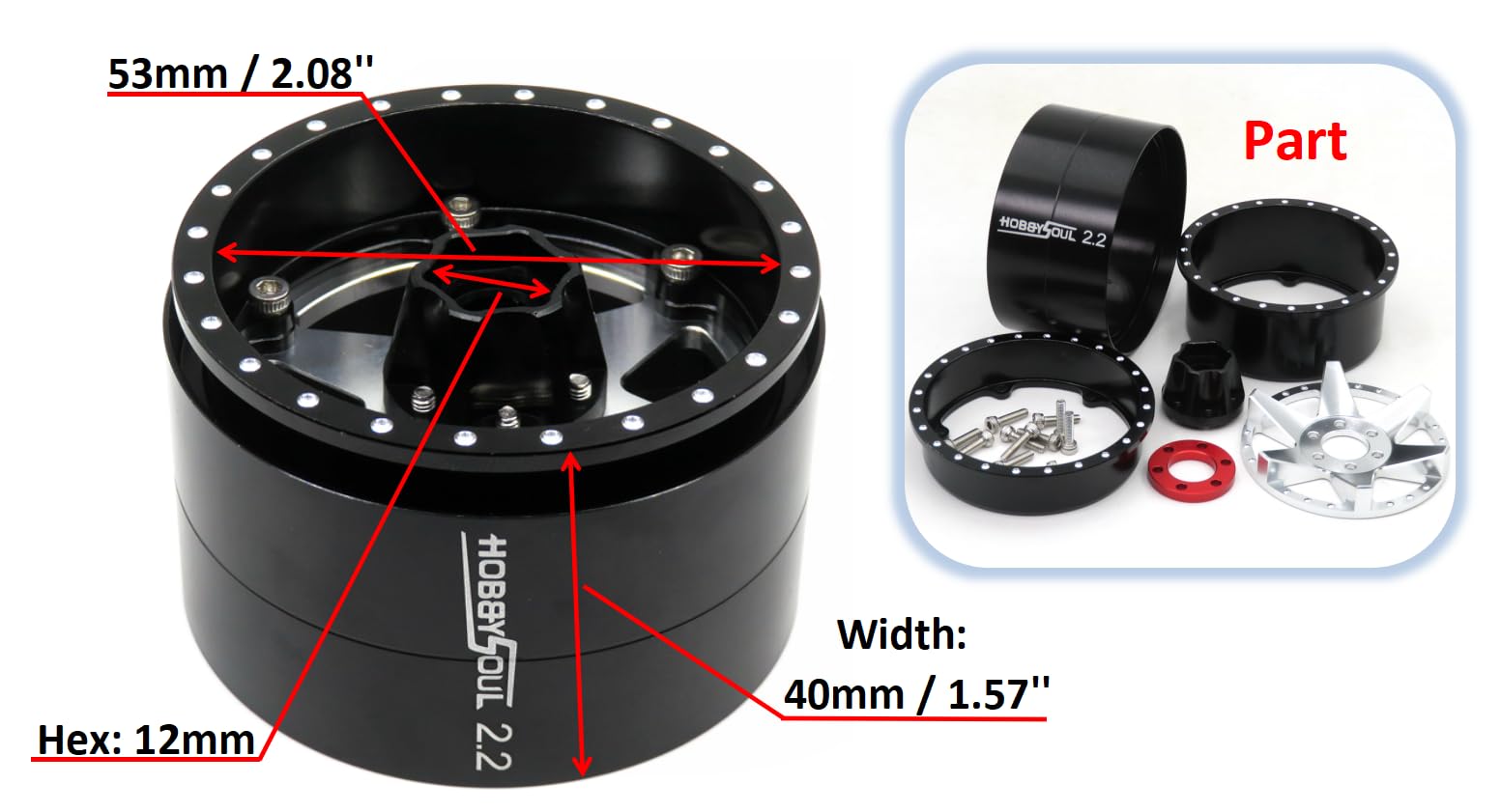 Amazon.co.jp: HOBBYSOUL RC 2.2 ビードロックホイール 調節可能 4つの