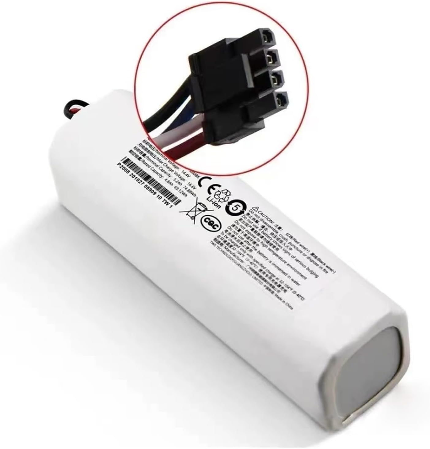 14.4V-14.8V 6800mAh Li-ion Battery Parts Replacement. Compatible With Dreame X20 / X20 Pro / X20 Pro Plus / L20 Ultra Complete Vacuum Cleaners(Style B)