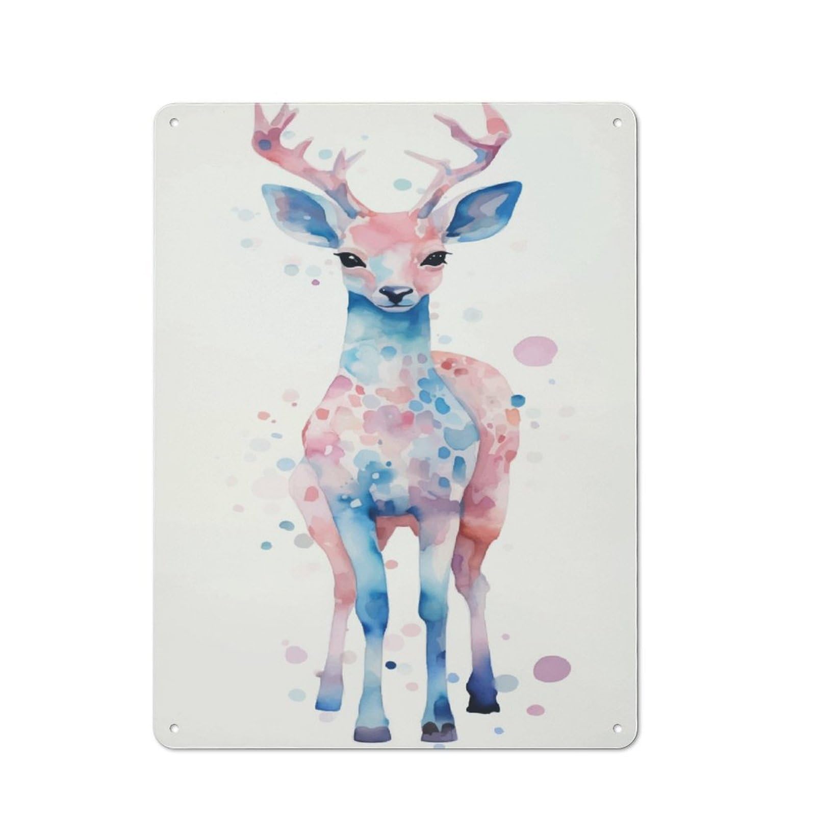 Junmoney Deer Watercolor Metal Sign 40X30cm With For Garage Wall, Vintage Decor, Tin Sign Wall Decor For Garages And Workshops