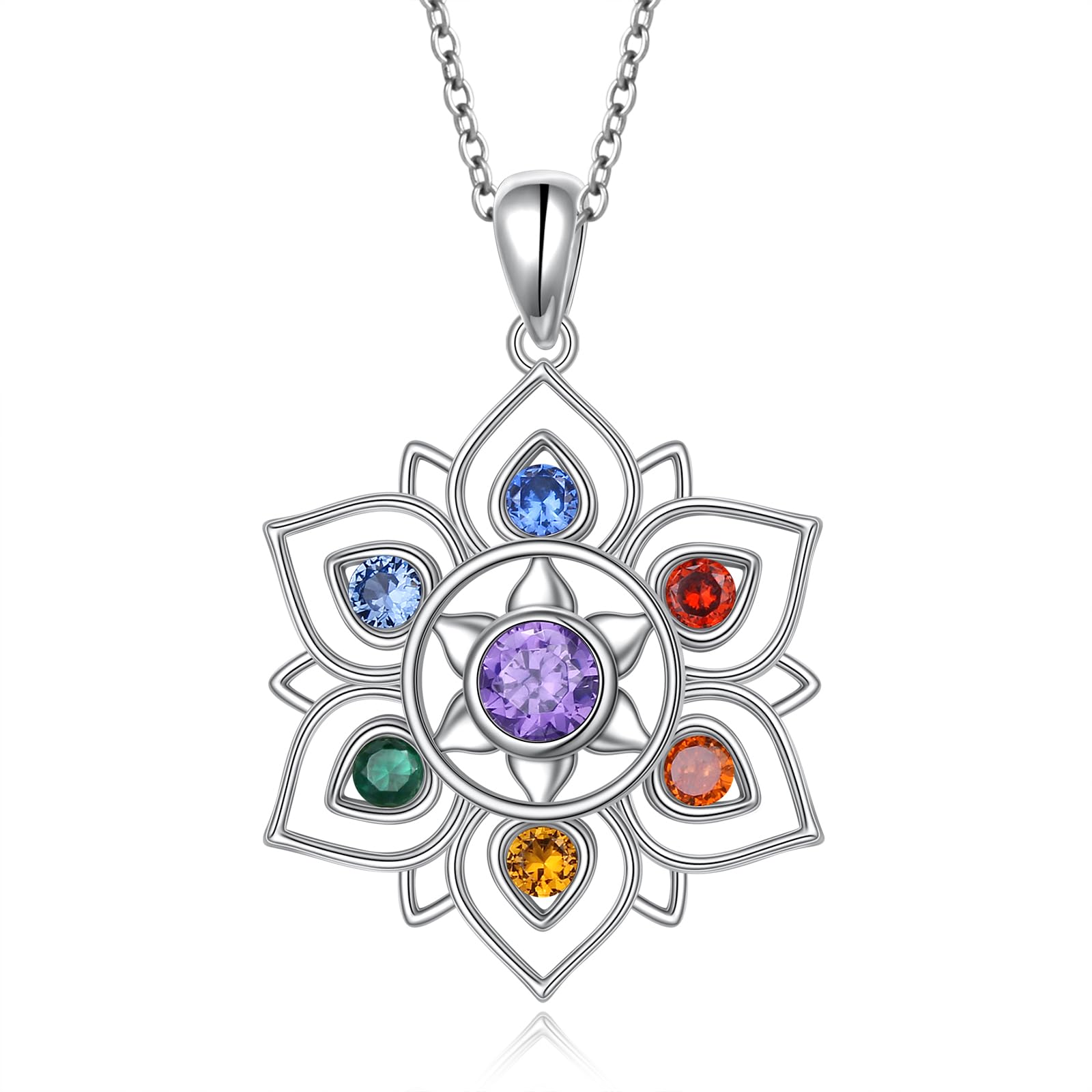 Collier Pendentif énergie Large Pierre Naturelle 7 Chakras Amulette De Guéris