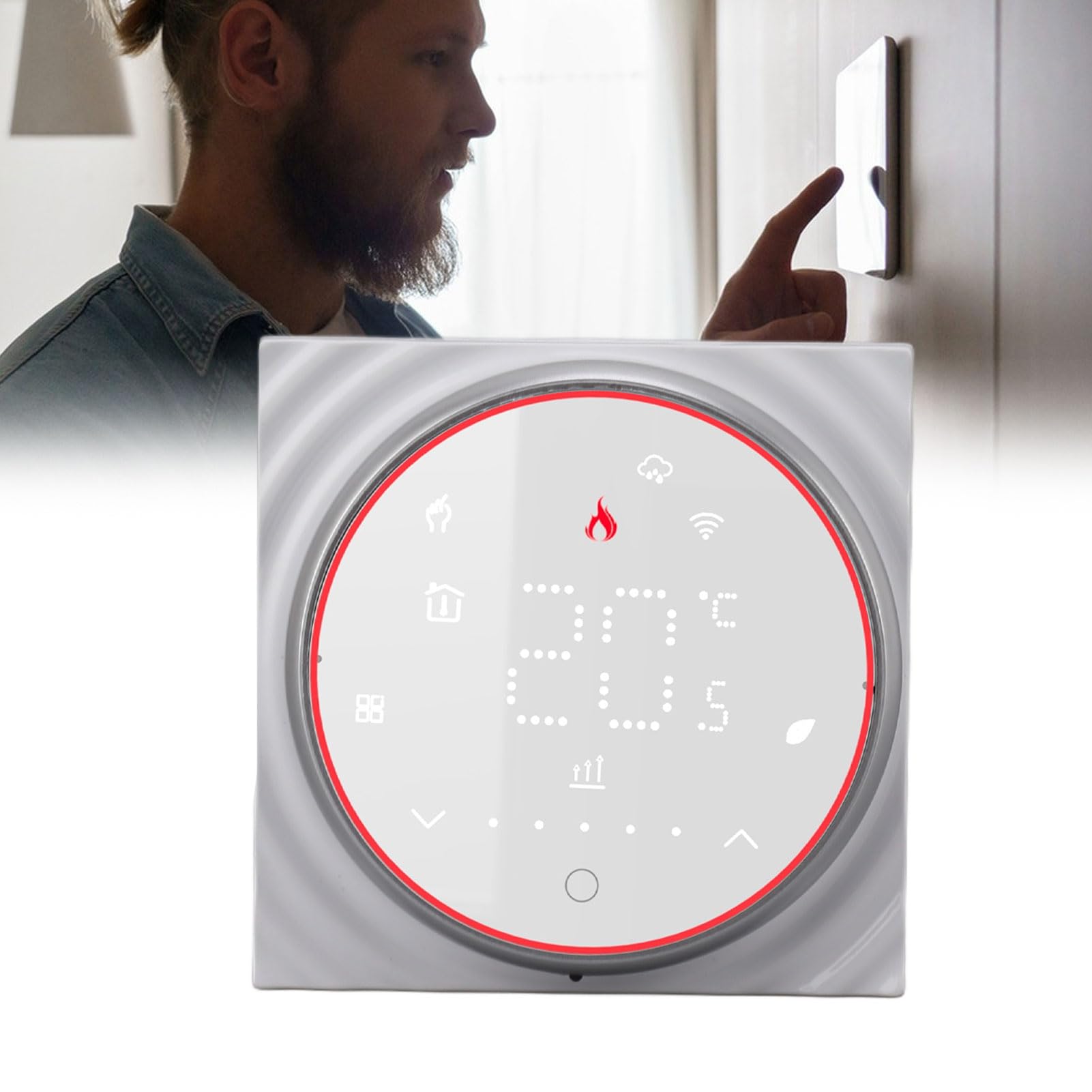 Termostato WiFi Inteligente Control de Voz de Alta Precisión Programable para Calefacción del Hogar CA 95V a 240V (Blanco)